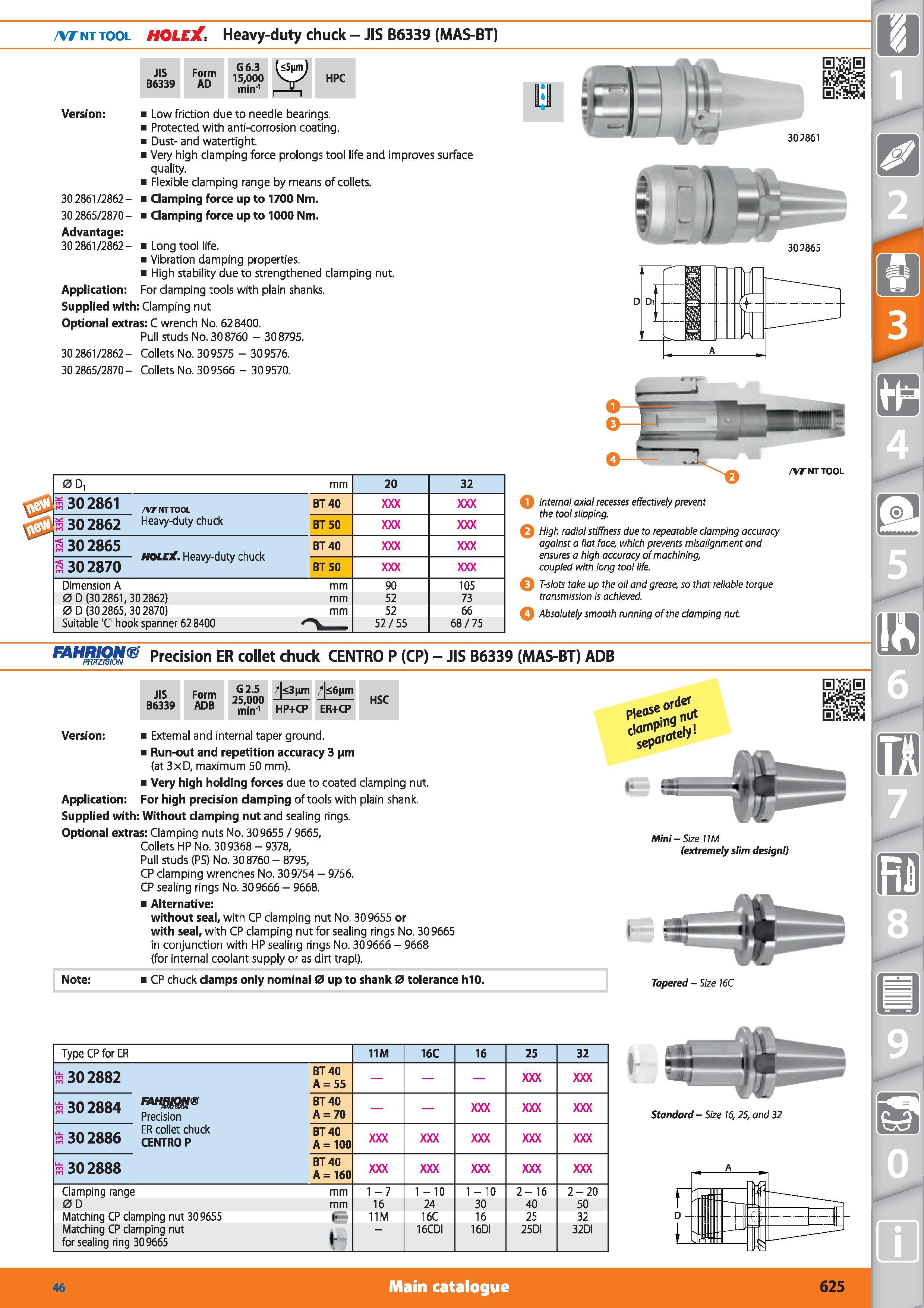 625 /vrnt tool HOLEX Heavy-duty chuck - JIS B6339 (MAS-BT) JIS B6339 Form AD G6 3 15,000 min'1 HPC Version 30 2861/2862-30 2865/2870-Advantage 30 286 Каталог HOFFMANN GROUP 2015 Инструмент режущий слесарный измерительный абразивный Оборудование Комплексные поставки для промышленных предприятий Стр. 625 ENG