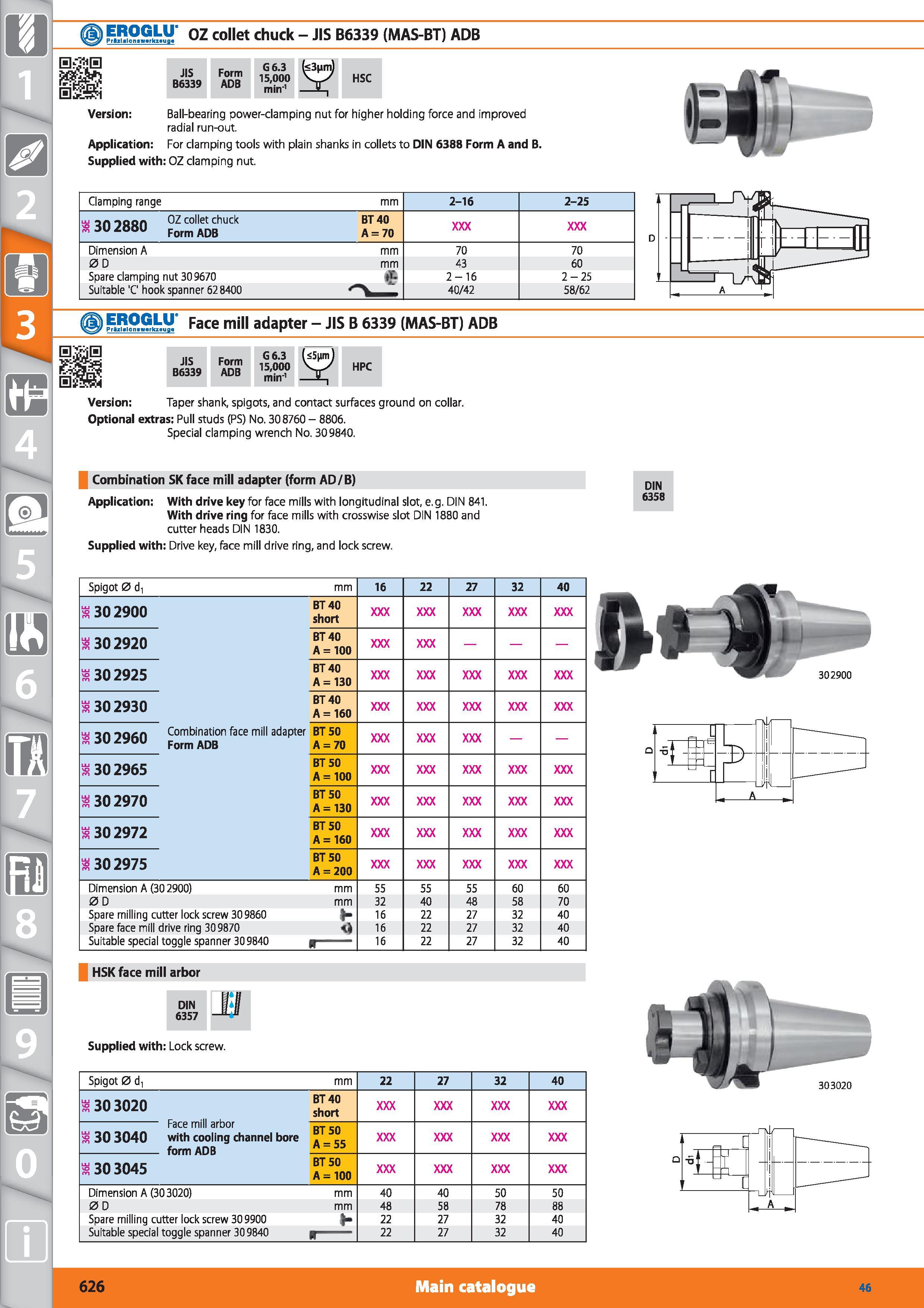 626 1 F ROGLU OZ collet chuck - JIS B6339 (MAS-BT) ADB JIS B6339 Form ADB G6 3 15,000 min-1 HSC Version Ball-bearing power-damping nut for higher hol Каталог HOFFMANN GROUP 2015 Инструмент режущий слесарный измерительный абразивный Оборудование Комплексные поставки для промышленных предприятий Стр. 626 ENG
