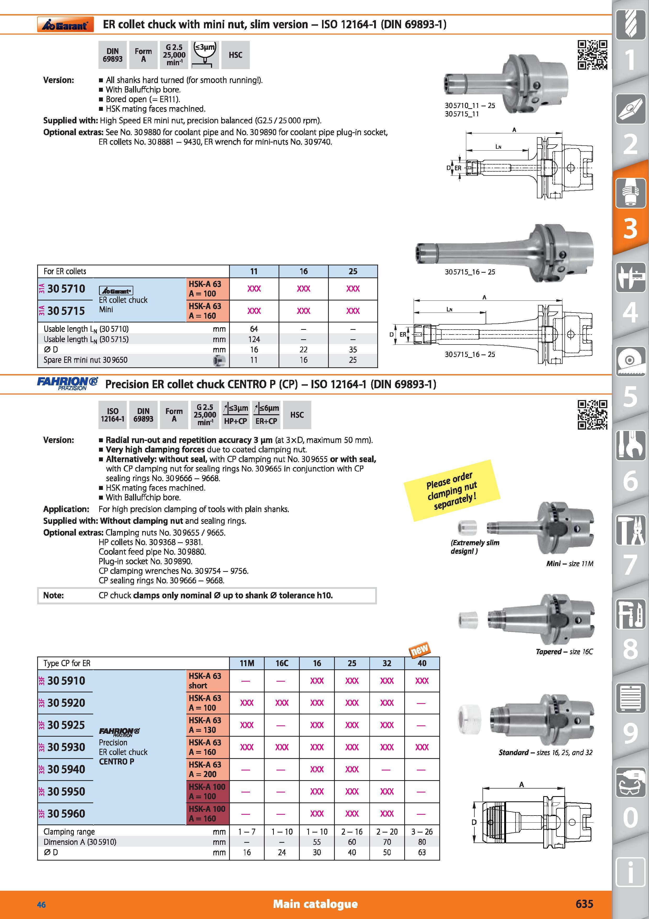 635 Garant ER collet chuck with mini nut, slim version - ISO 12164-1 (DIN 69893-1) DIN 69893 Form A G 2 5 (s3(jm) 25,000 min'1 S-j HSC Version All sh Каталог HOFFMANN GROUP 2015 Инструмент режущий слесарный измерительный абразивный Оборудование Комплексные поставки для промышленных предприятий Стр. 635 ENG
