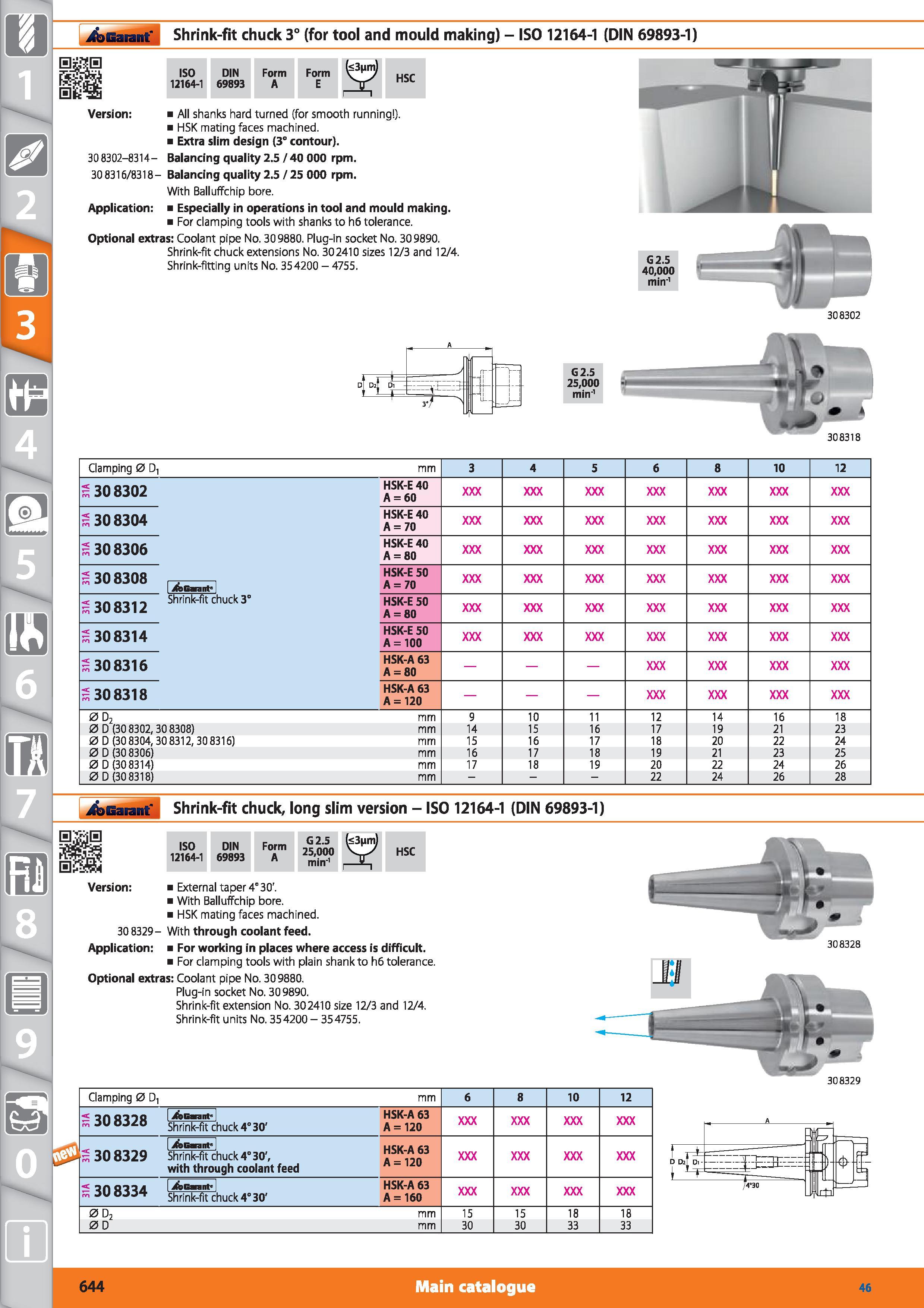 644 Garant Shrink-fit chuck 3° (for tool and mould making) - ISO 12164-1 (DIN 69893-1) iso 12164-1 DIN 69893 Form A Form E HSC Version All shanks har Каталог HOFFMANN GROUP 2015 Инструмент режущий слесарный измерительный абразивный Оборудование Комплексные поставки для промышленных предприятий Стр. 644 ENG