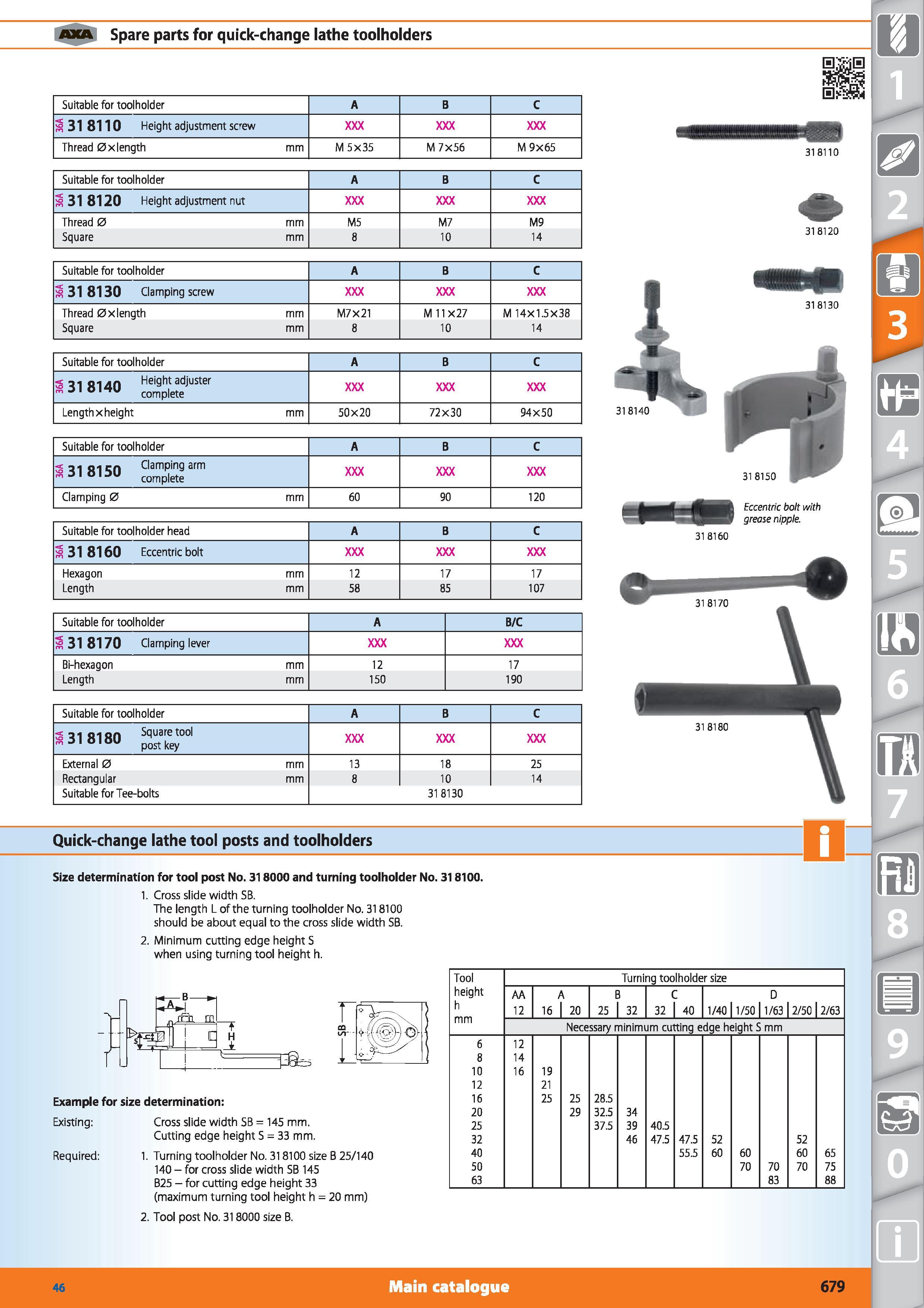 679 Spare parts for quick-change lathe toolholders Suitable for toolholder A B C 1 31 8110 Height adjustment screw Thread 0xlength mm M 5x35 M 7x56 M Каталог HOFFMANN GROUP 2015 Инструмент режущий слесарный измерительный абразивный Оборудование Комплексные поставки для промышленных предприятий Стр. 679 ENG