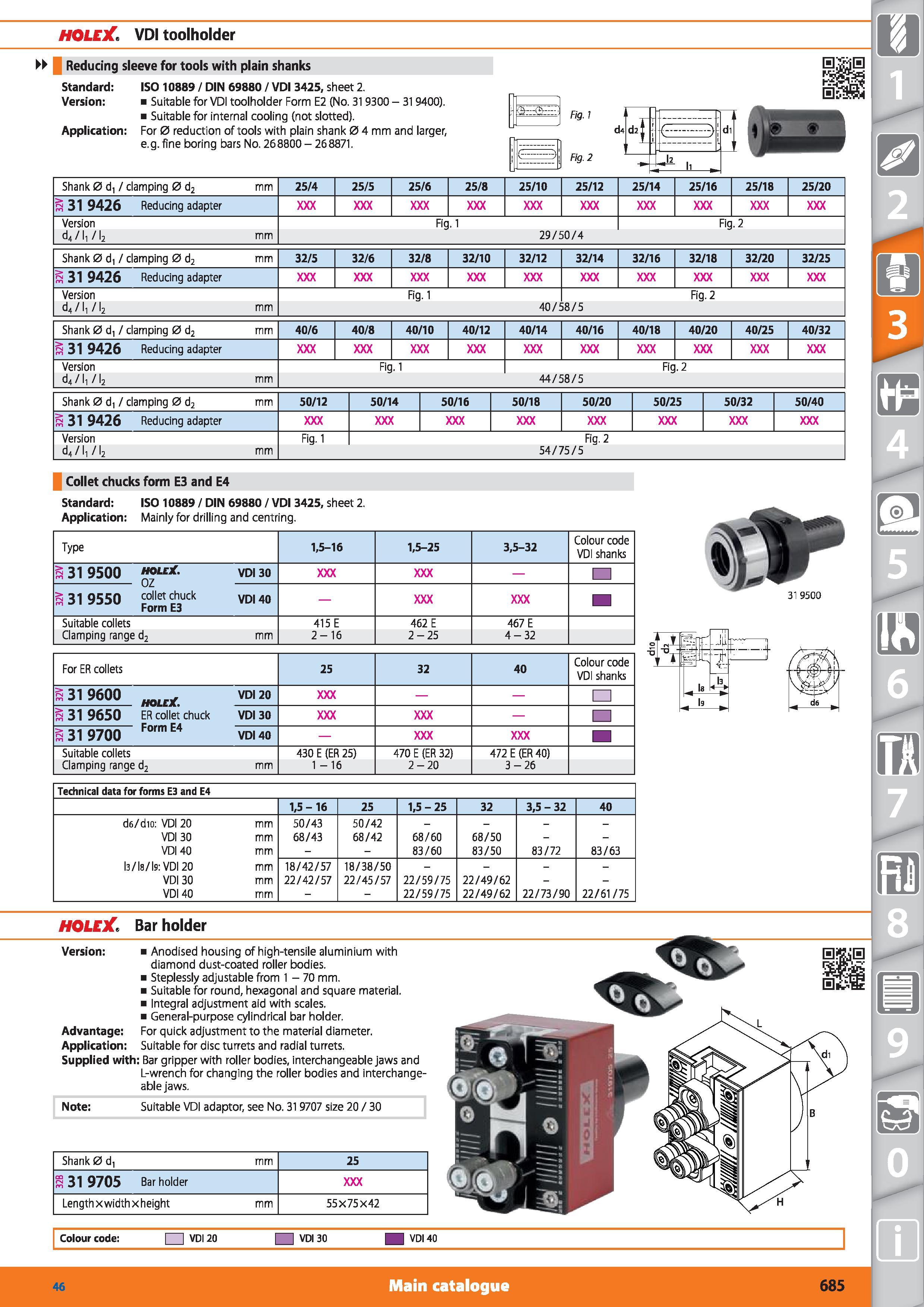685 HOLEX VDI toolholder Reducing sleeve for tools with plain shanks Standard ISO 10889 / DIN 69880 / VDI 3425, sheet 2 Version Suitable for VDI tool Каталог HOFFMANN GROUP 2015 Инструмент режущий слесарный измерительный абразивный Оборудование Комплексные поставки для промышленных предприятий Стр. 685 ENG
