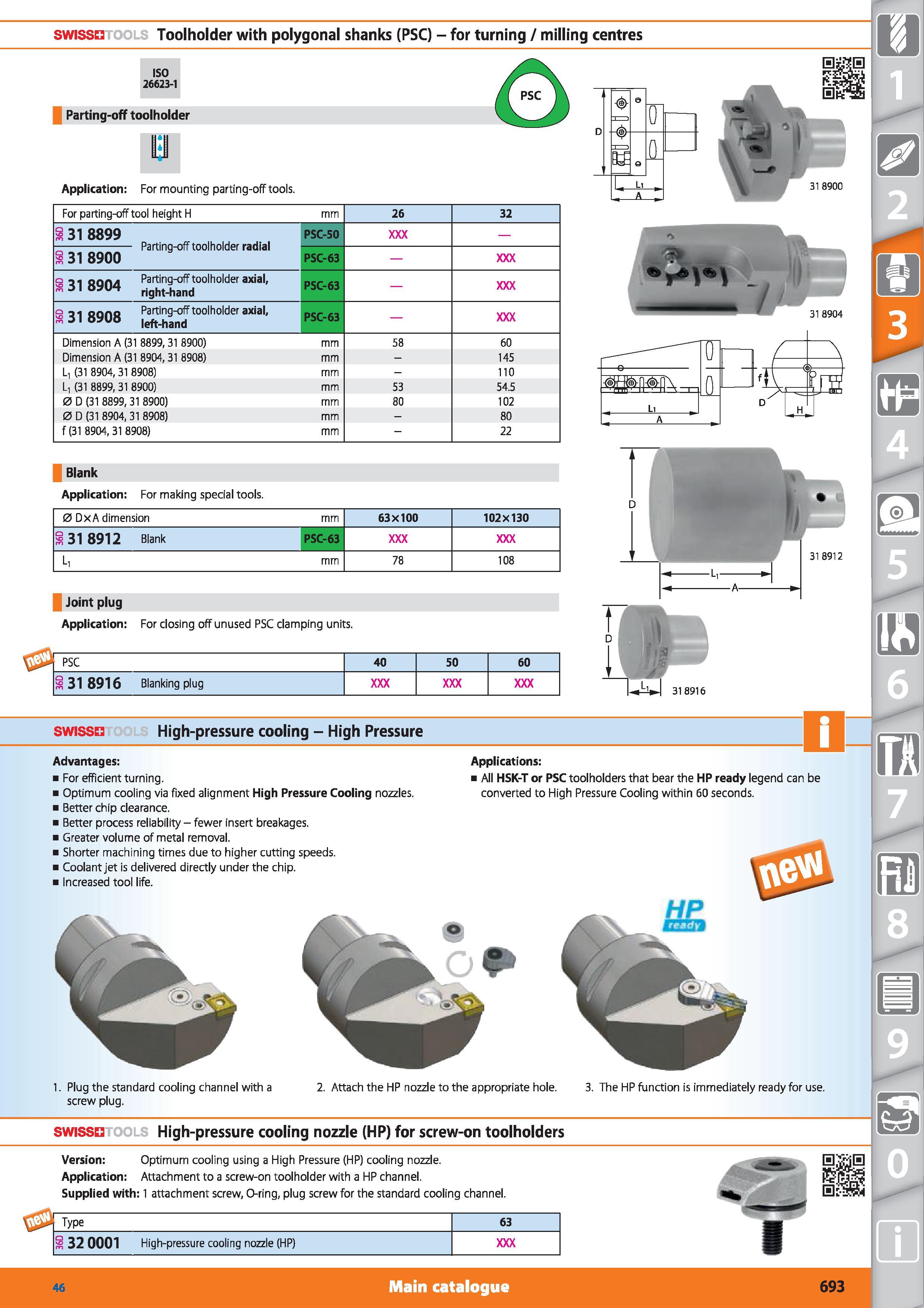 693 swissn Toolholder with polygonal shanks (PSC) - for turning / milling centres iso 26623-1 Parting-off toolholder Application For mounting parting Каталог HOFFMANN GROUP 2015 Инструмент режущий слесарный измерительный абразивный Оборудование Комплексные поставки для промышленных предприятий Стр. 693 ENG