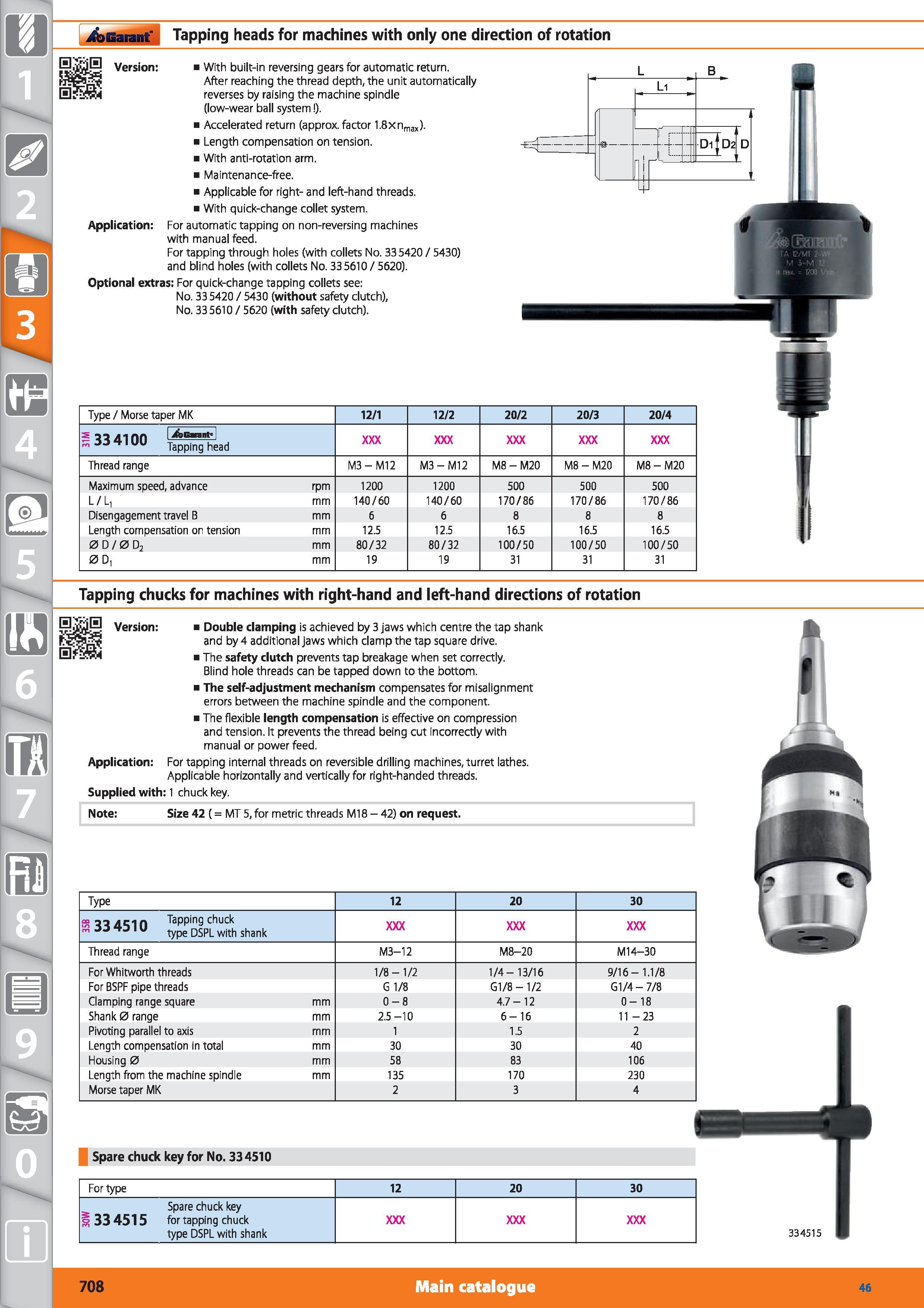708 Garant Tapping heads for machines with only one direction of rotation Version With built-in reversing gears for automatic return After reaching t Каталог HOFFMANN GROUP 2015 Инструмент режущий слесарный измерительный абразивный Оборудование Комплексные поставки для промышленных предприятий Стр. 708 ENG