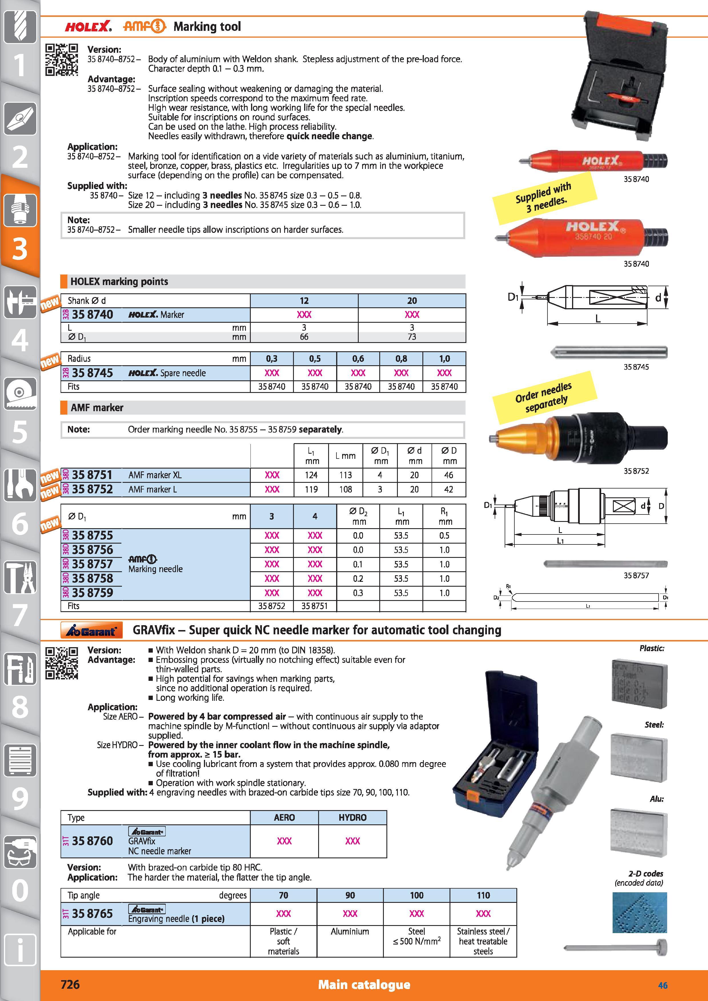 726 HOLEX AfflPd) Marking tool Version 35 8740-8752- Advantage 35 8740-8752 - Application 35 8740-8752- Body of aluminium with Weldon shank Stepless Каталог HOFFMANN GROUP 2015 Инструмент режущий слесарный измерительный абразивный Оборудование Комплексные поставки для промышленных предприятий Стр. 726 ENG