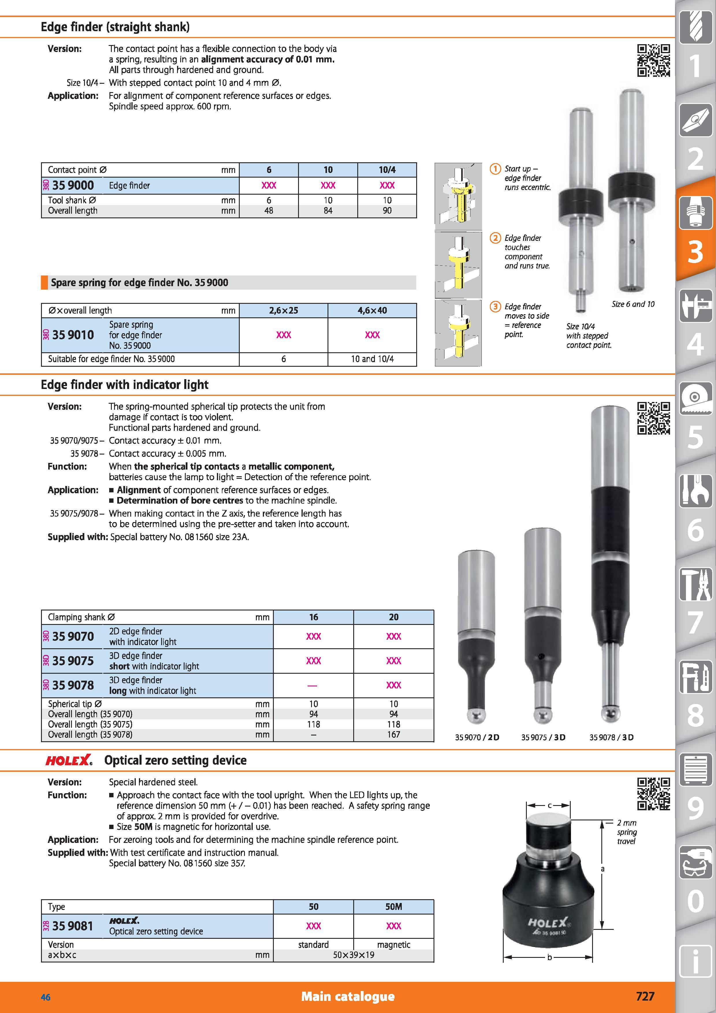 727 Edge finder (straight shank) Version The contact point has a flexible connection to the body via a spring, resulting in an alignment accuracy of Каталог HOFFMANN GROUP 2015 Инструмент режущий слесарный измерительный абразивный Оборудование Комплексные поставки для промышленных предприятий Стр. 727 ENG