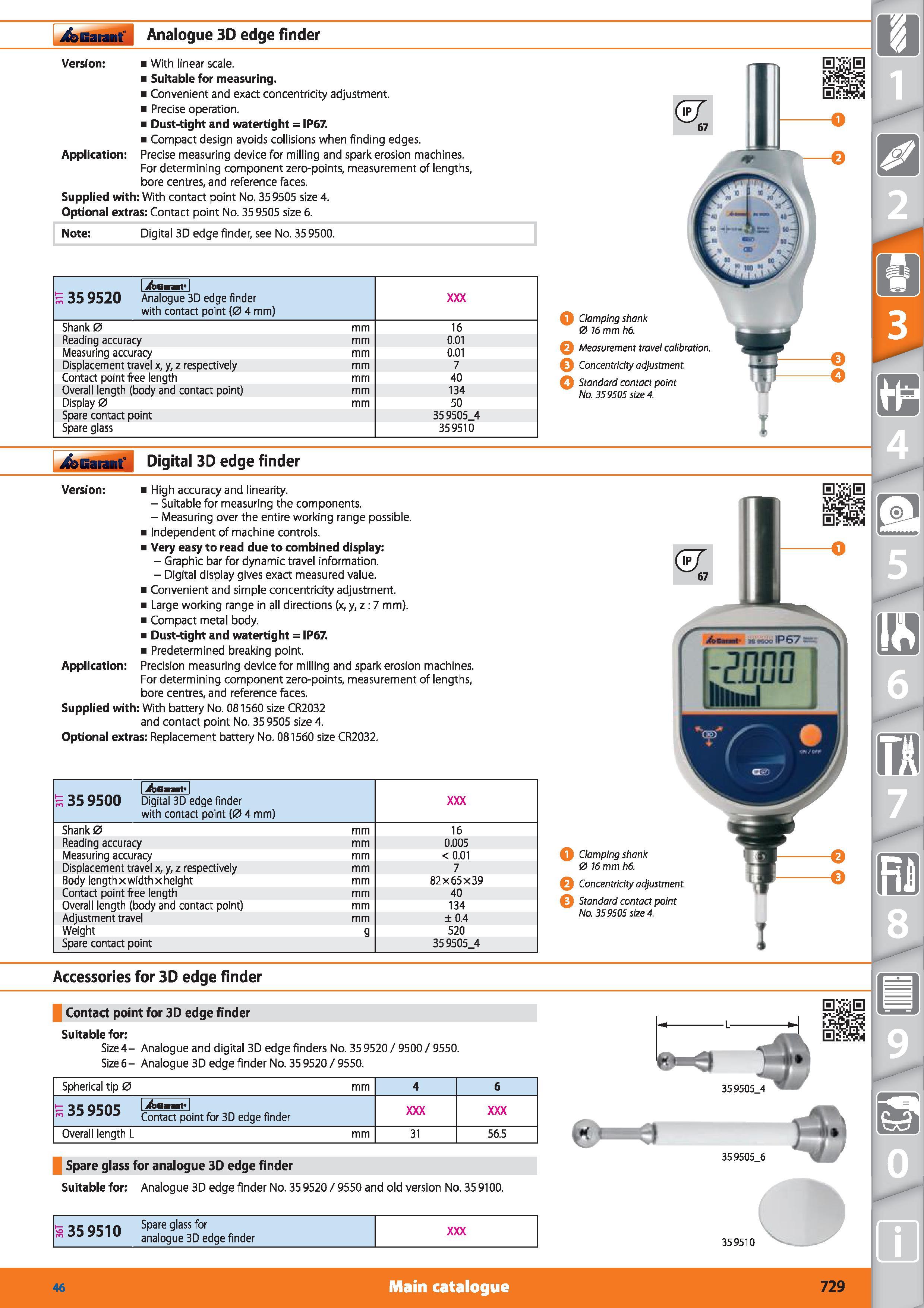 729 Garant Analogue 3D edge finder Version With linear scale Suitable for measuring Convenient and exact concentricity adjustment Precise operation D Каталог HOFFMANN GROUP 2015 Инструмент режущий слесарный измерительный абразивный Оборудование Комплексные поставки для промышленных предприятий Стр. 729 ENG