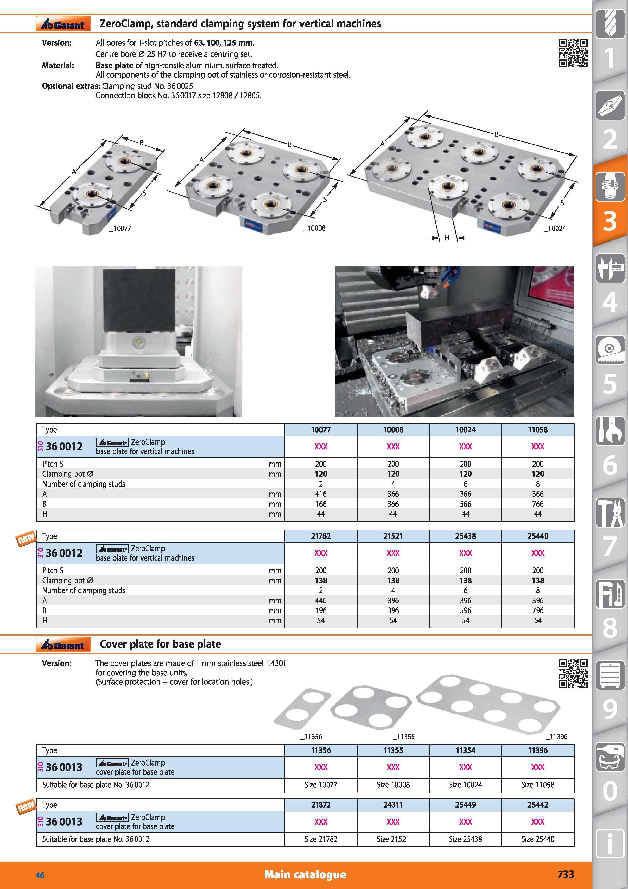 733 Garant ZeroClamp, standard damping system for vertical machines Version All bores for T-slot pitches of 63,100,125 mm Centre bore 0 25 H7 to rece Каталог HOFFMANN GROUP 2015 Инструмент режущий слесарный измерительный абразивный Оборудование Комплексные поставки для промышленных предприятий Стр. 733 ENG