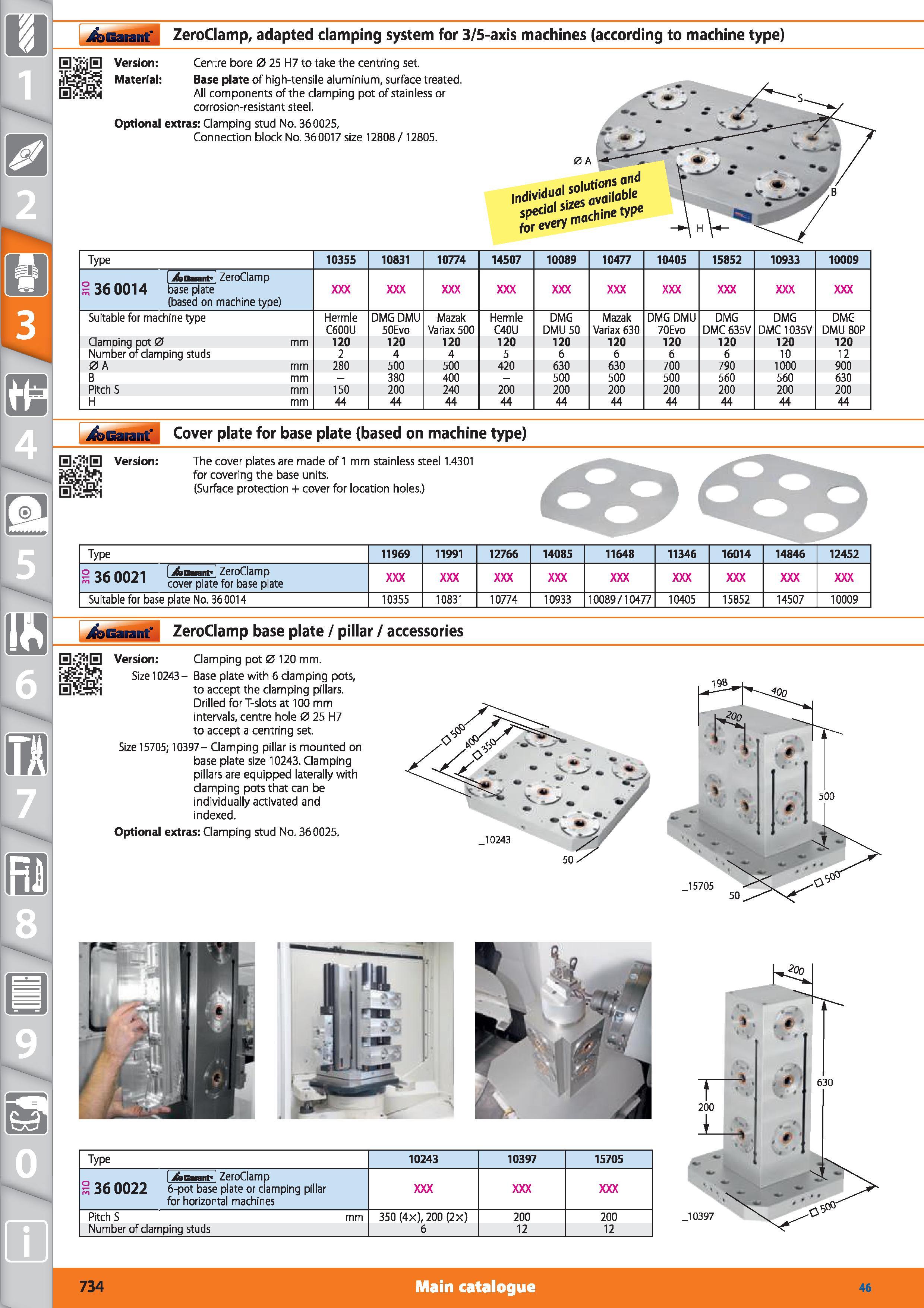 734 Garant ZeroClamp, adapted clamping system for 3/5-axis machines (according to machine type) Version Material Centre bore 0 25 H7 to take the cent Каталог HOFFMANN GROUP 2015 Инструмент режущий слесарный измерительный абразивный Оборудование Комплексные поставки для промышленных предприятий Стр. 734 ENG