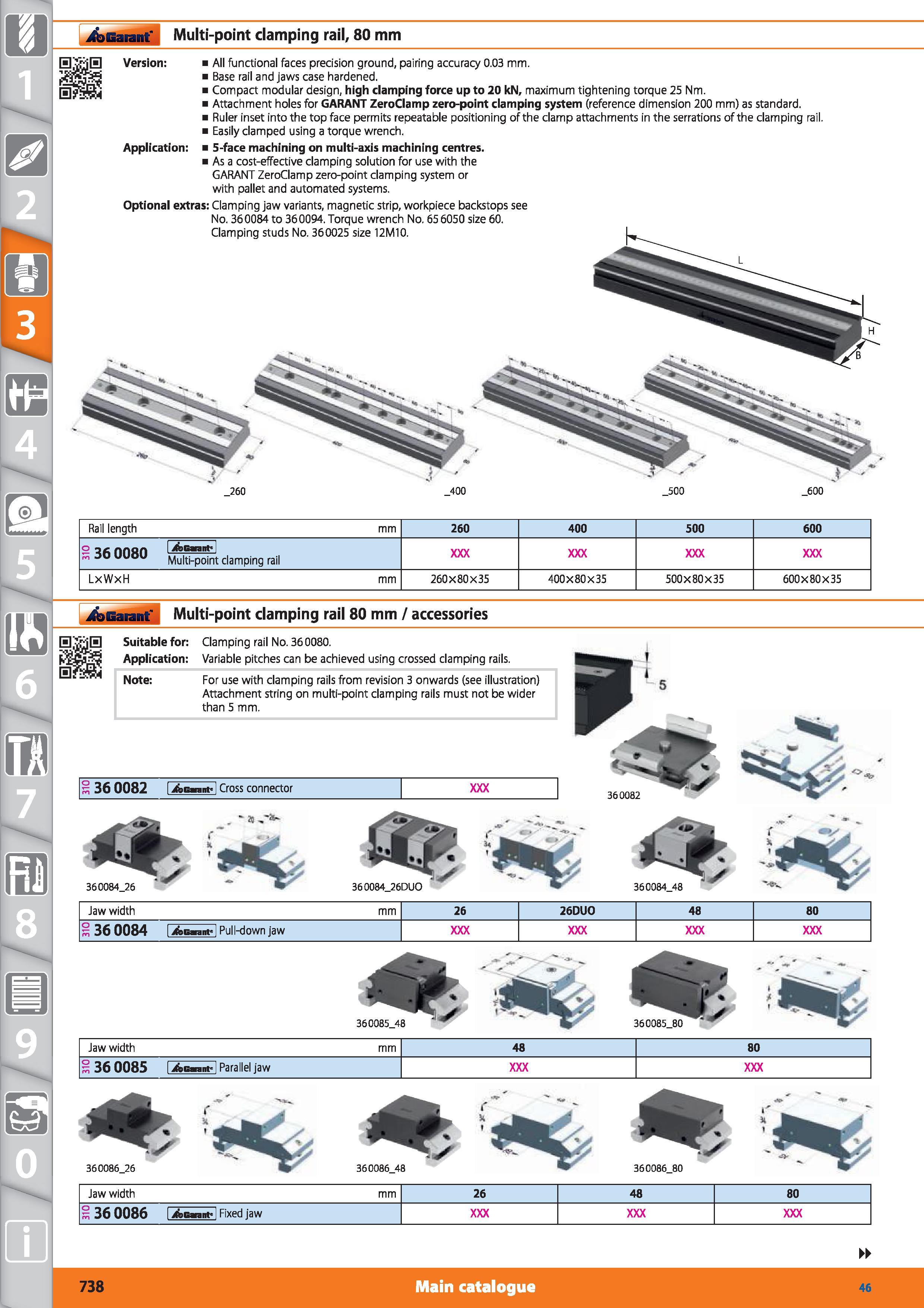 738 s 36 0082 jfecwnf Cross connector i&Garantf Multi-point clamping rail 80 mm / accessories a a Suitable for Clamping rail No 360080 Application Va Каталог HOFFMANN GROUP 2015 Инструмент режущий слесарный измерительный абразивный Оборудование Комплексные поставки для промышленных предприятий Стр. 738 ENG