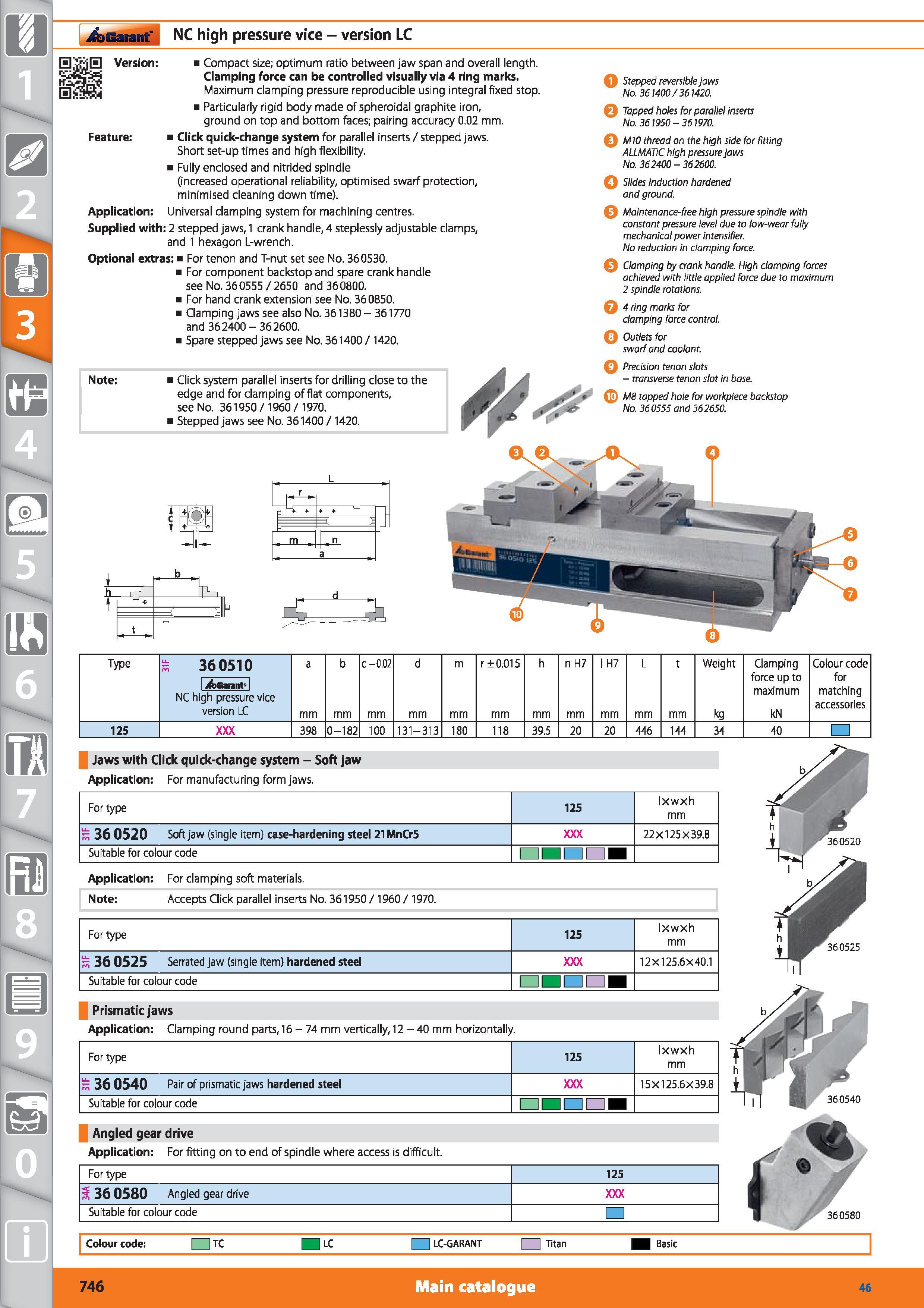 746 Garant NC high pressure vice - version LC Version Compact size; optimum ratio between jaw span and overall length Clamping force can be controlle Каталог HOFFMANN GROUP 2015 Инструмент режущий слесарный измерительный абразивный Оборудование Комплексные поставки для промышленных предприятий Стр. 746 ENG