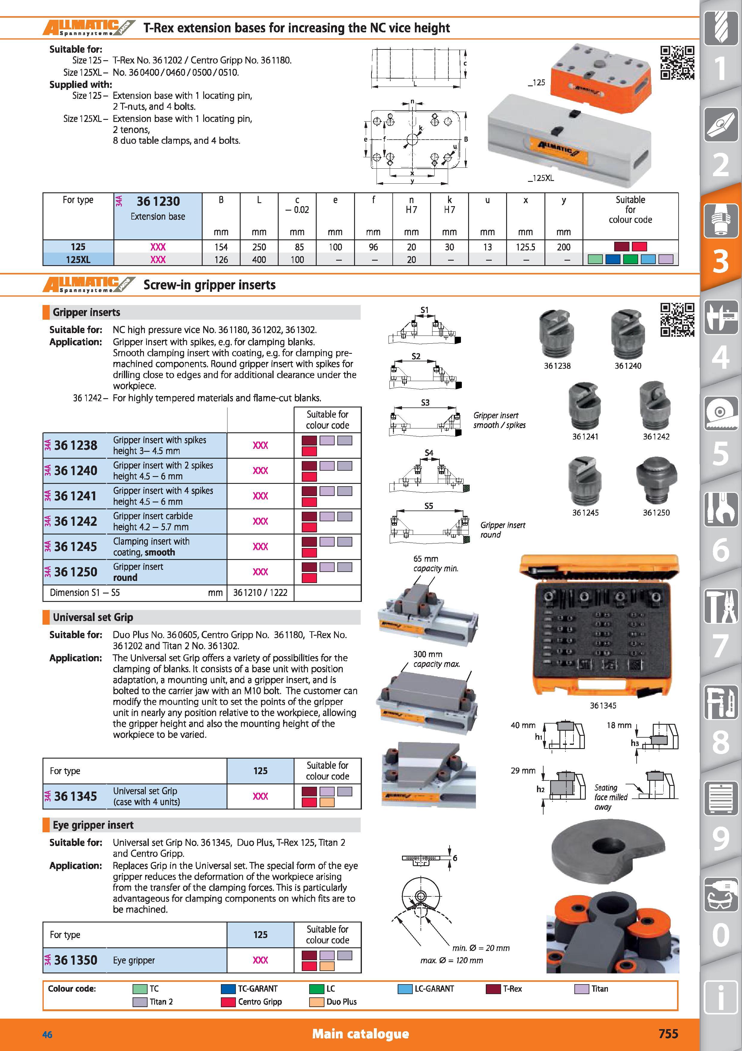 755 T-Rex extension bases for increasing the NC vice height Suitable for Size 125 - T-Rex No 361202 / Centro Gripp No 361180 Size 125XL- No 360400/04 Каталог HOFFMANN GROUP 2015 Инструмент режущий слесарный измерительный абразивный Оборудование Комплексные поставки для промышленных предприятий Стр. 755 ENG