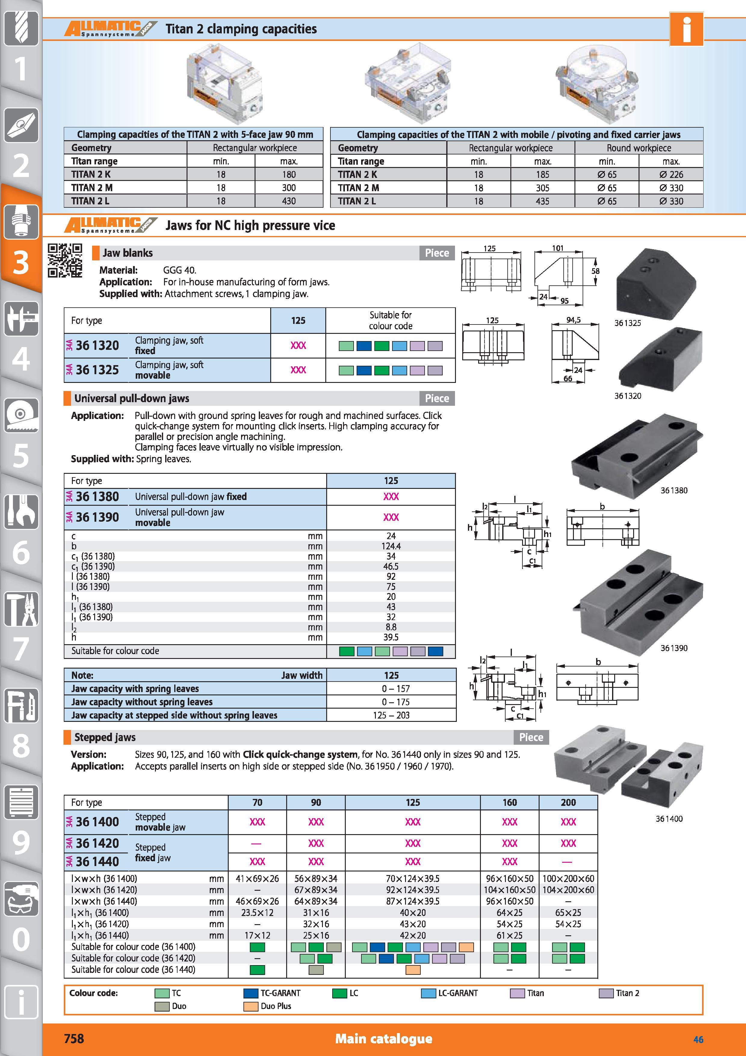 758 Titan 2 clamping capacities Clamping capacities of the TITAN 2 with 5-face jaw 90 mm Geometry Rectangular workpiece Titan range min max TITAN 2 K Каталог HOFFMANN GROUP 2015 Инструмент режущий слесарный измерительный абразивный Оборудование Комплексные поставки для промышленных предприятий Стр. 758 ENG