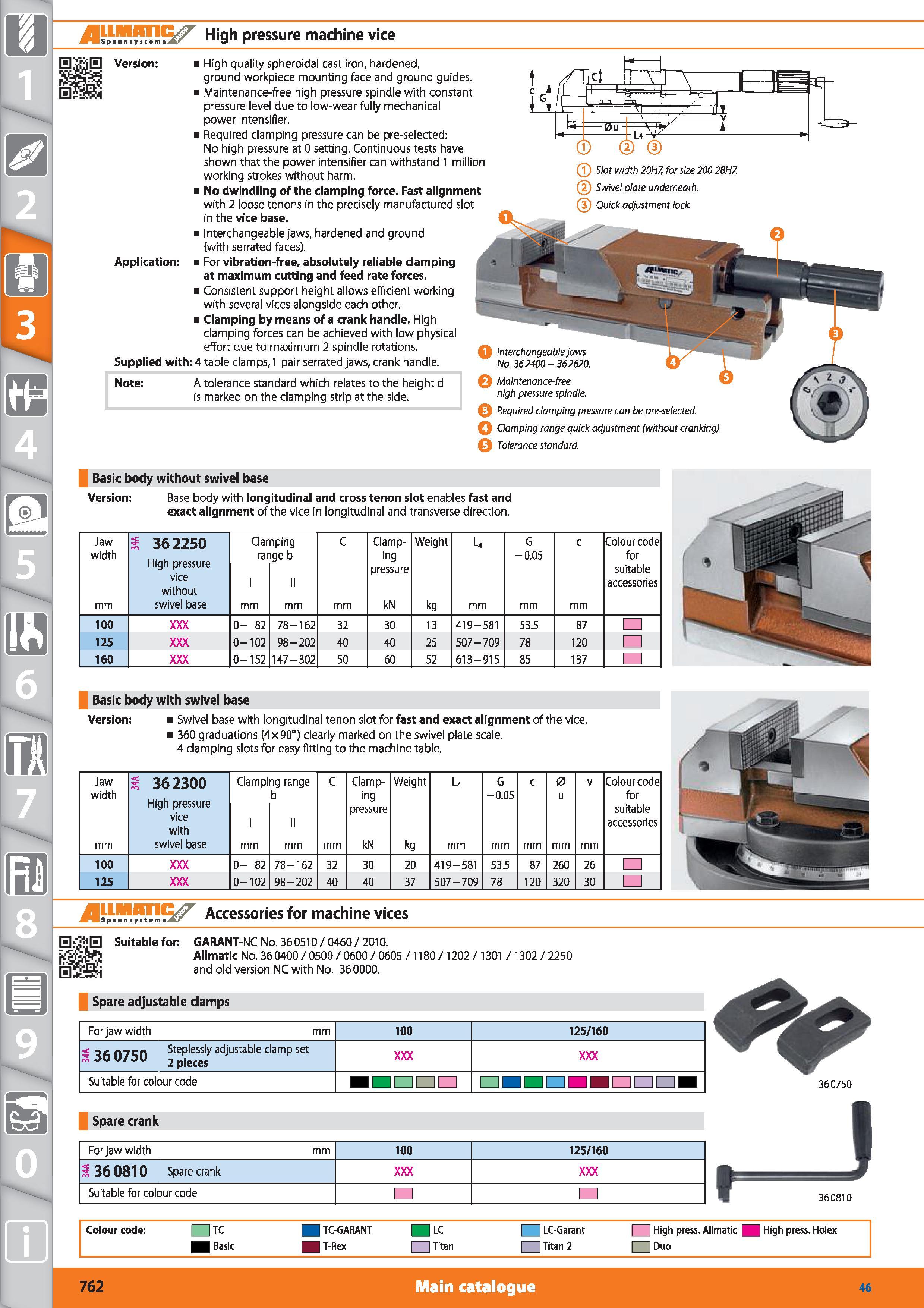 762 1 High pressure machine vice Basic body without swivel base Version Base body with longitudinal and cross tenon slot enables fast and exact align Каталог HOFFMANN GROUP 2015 Инструмент режущий слесарный измерительный абразивный Оборудование Комплексные поставки для промышленных предприятий Стр. 762 ENG
