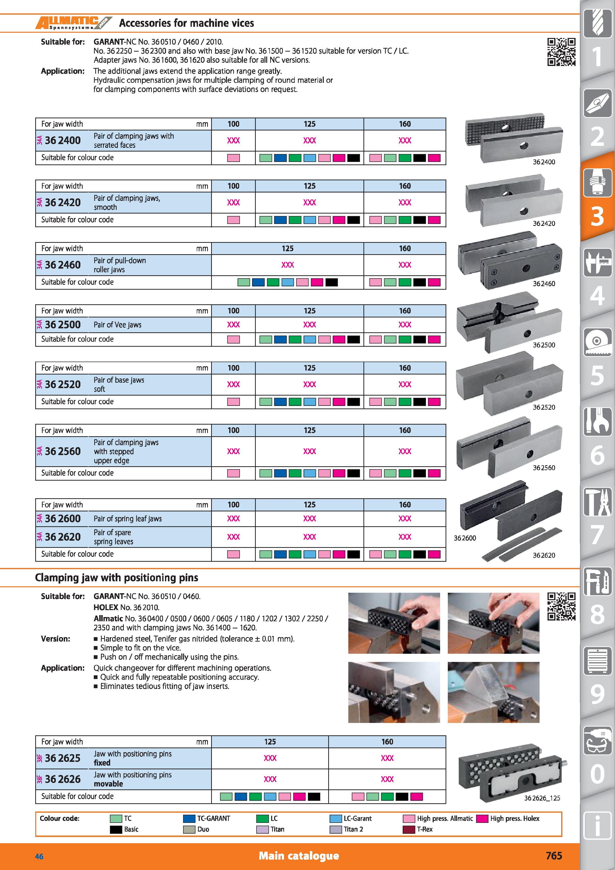 765 Accessories for machine vices Suitable for GARANT-NC No 360510 / 0460 / 2010 No 362250-362300 and also with base jaw No 361500-361520 suitable fo Каталог HOFFMANN GROUP 2015 Инструмент режущий слесарный измерительный абразивный Оборудование Комплексные поставки для промышленных предприятий Стр. 765 ENG