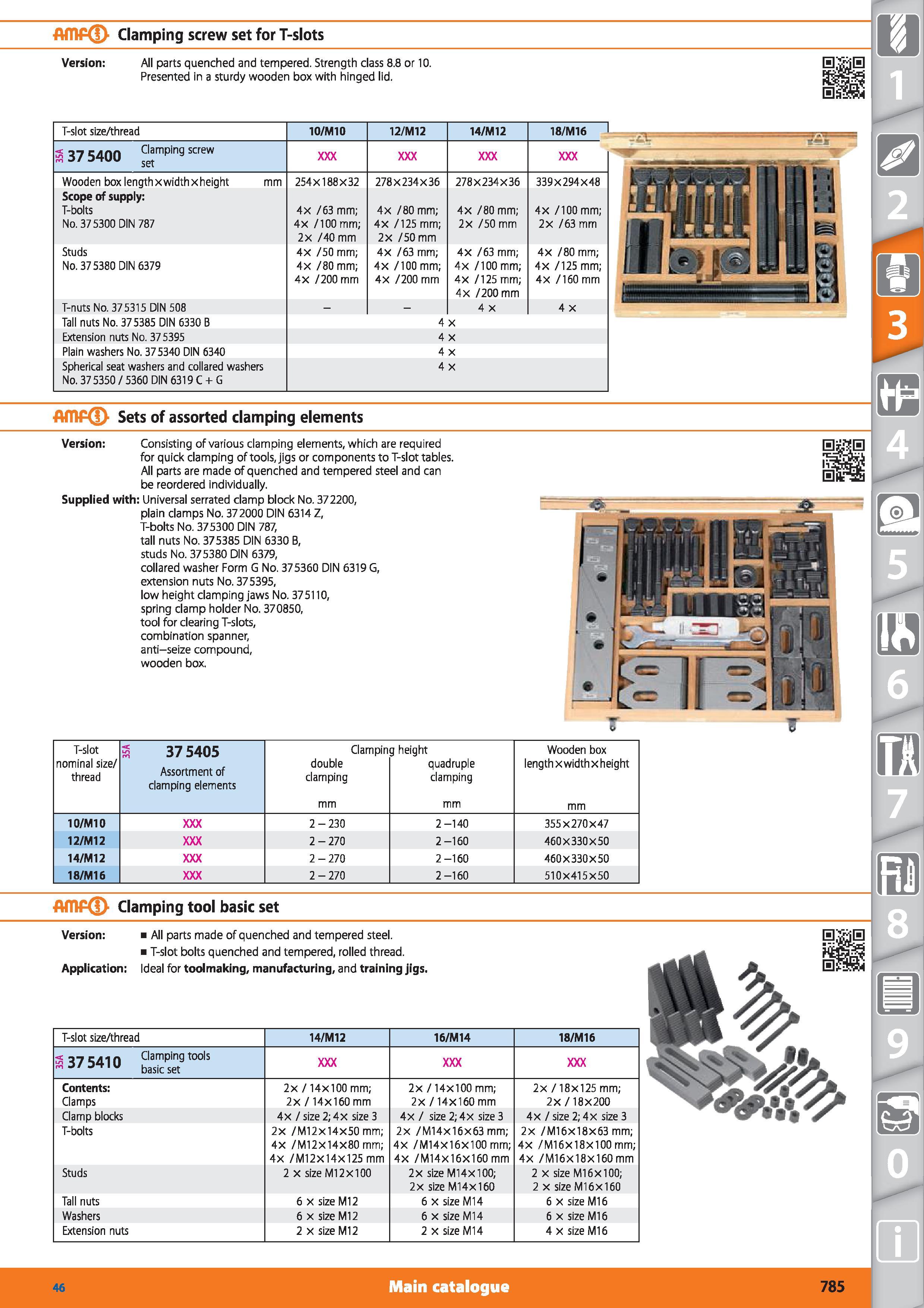 785 AmP Clamping screw set for T-slots m Version All parts quenched and tempered Strength class 8 8 or 10 Presented in a sturdy wooden box with hinge Каталог HOFFMANN GROUP 2015 Инструмент режущий слесарный измерительный абразивный Оборудование Комплексные поставки для промышленных предприятий Стр. 785 ENG