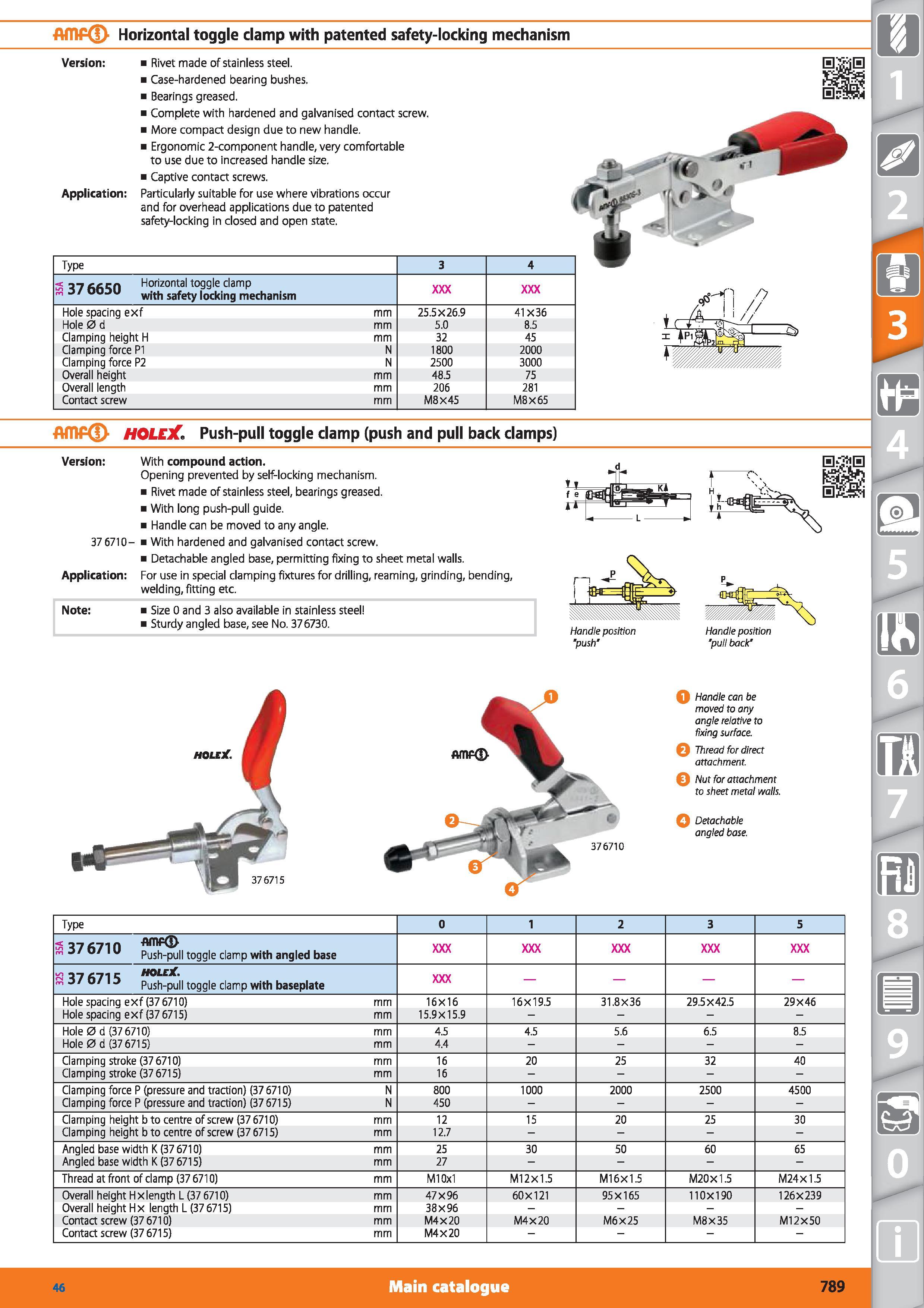 789 ATOP Horizontal toggle clamp with patented safety-locking mechanism i 37 Horizontal toggle clamp 1 with safety locking mechanism Hole spacing exf Каталог HOFFMANN GROUP 2015 Инструмент режущий слесарный измерительный абразивный Оборудование Комплексные поставки для промышленных предприятий Стр. 789 ENG