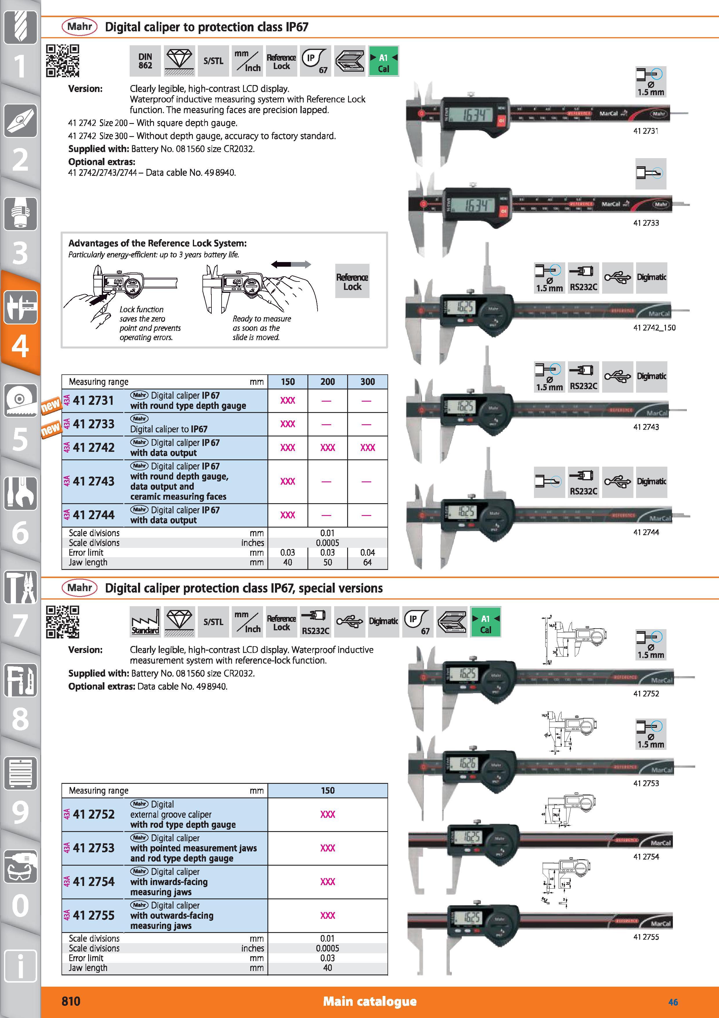 810 1 Mahr Digital caliper to protection class IP67 DIN 862 S/STL mm/ /Inch Version Clearly legible, high-contrast LCD display Waterproof inductive m Каталог HOFFMANN GROUP 2015 Инструмент режущий слесарный измерительный абразивный Оборудование Комплексные поставки для промышленных предприятий Стр. 810 ENG