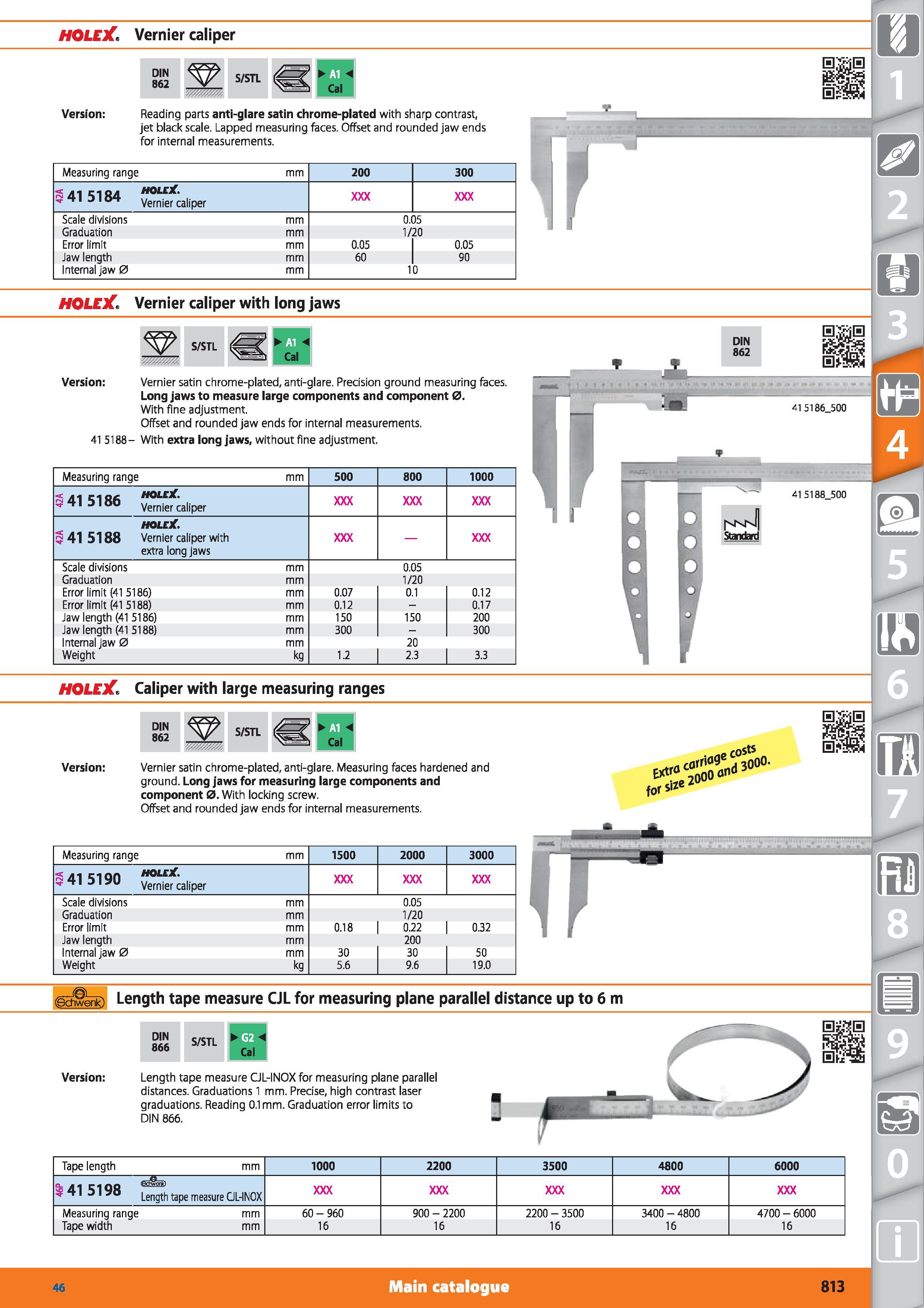 813 HOLEX Vernier caliper DIN 862 S/STL Version Reading parts anti-glare satin chrome-plated with sharp contrast, jet black scale Lapped measuring fa Каталог HOFFMANN GROUP 2015 Инструмент режущий слесарный измерительный абразивный Оборудование Комплексные поставки для промышленных предприятий Стр. 813 ENG