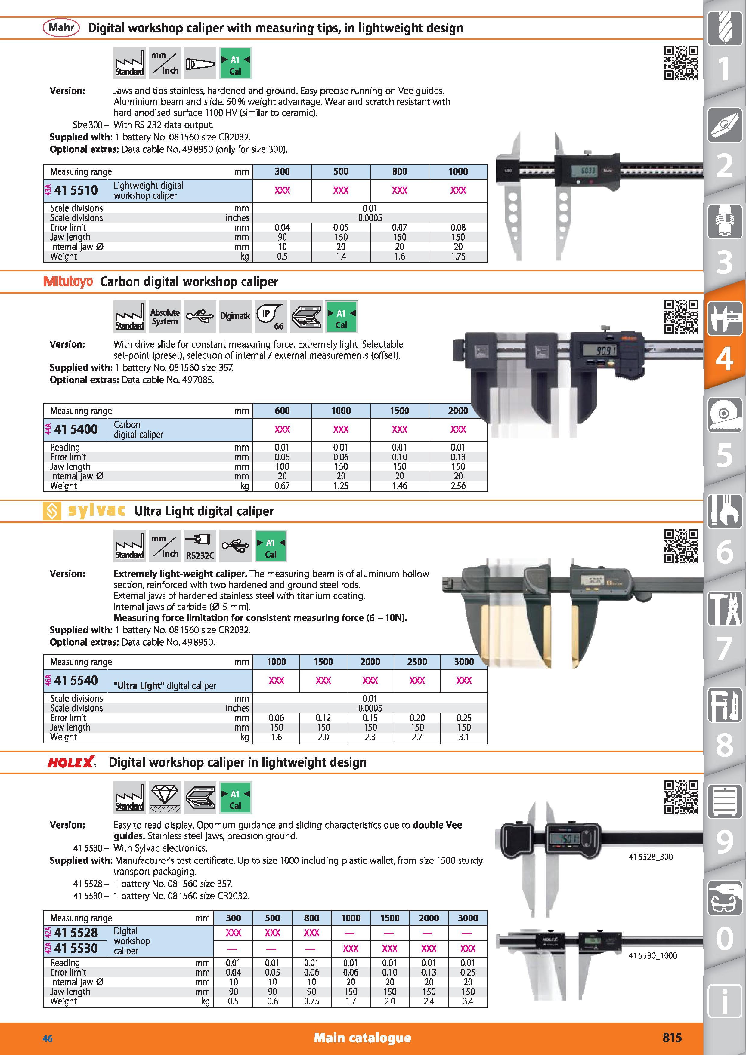 815 Mahr Digital workshop caliper with measuring tips, in lightweight design Standard mm /inch V Version Jaws and tips stainless, hardened and ground Каталог HOFFMANN GROUP 2015 Инструмент режущий слесарный измерительный абразивный Оборудование Комплексные поставки для промышленных предприятий Стр. 815 ENG