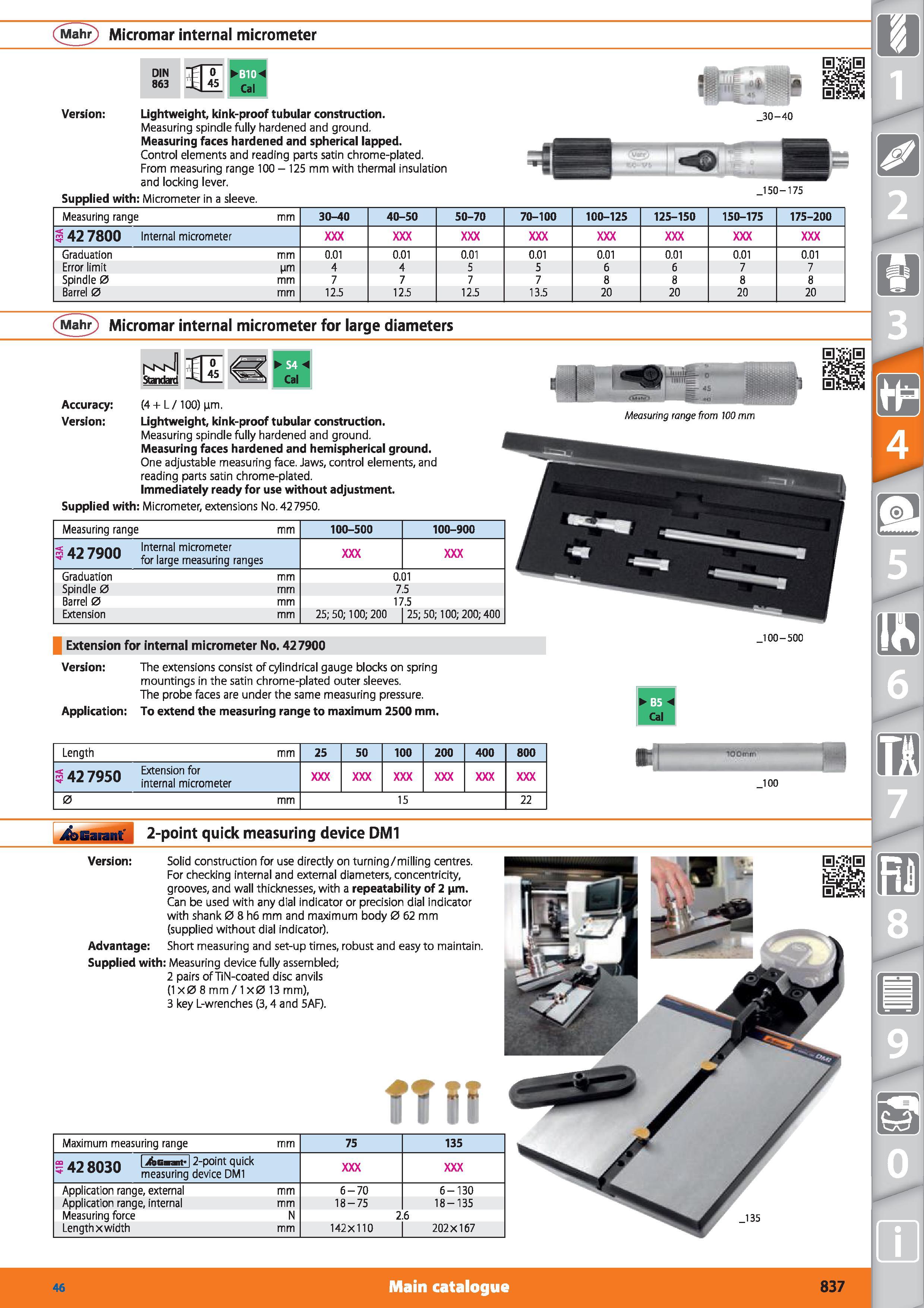 837 Mahr Micromar internal micrometer DIN 863 Version Lightweight, kink-proof tubular construction Measuring spindle fully hardened and ground Measur Каталог HOFFMANN GROUP 2015 Инструмент режущий слесарный измерительный абразивный Оборудование Комплексные поставки для промышленных предприятий Стр. 837 ENG