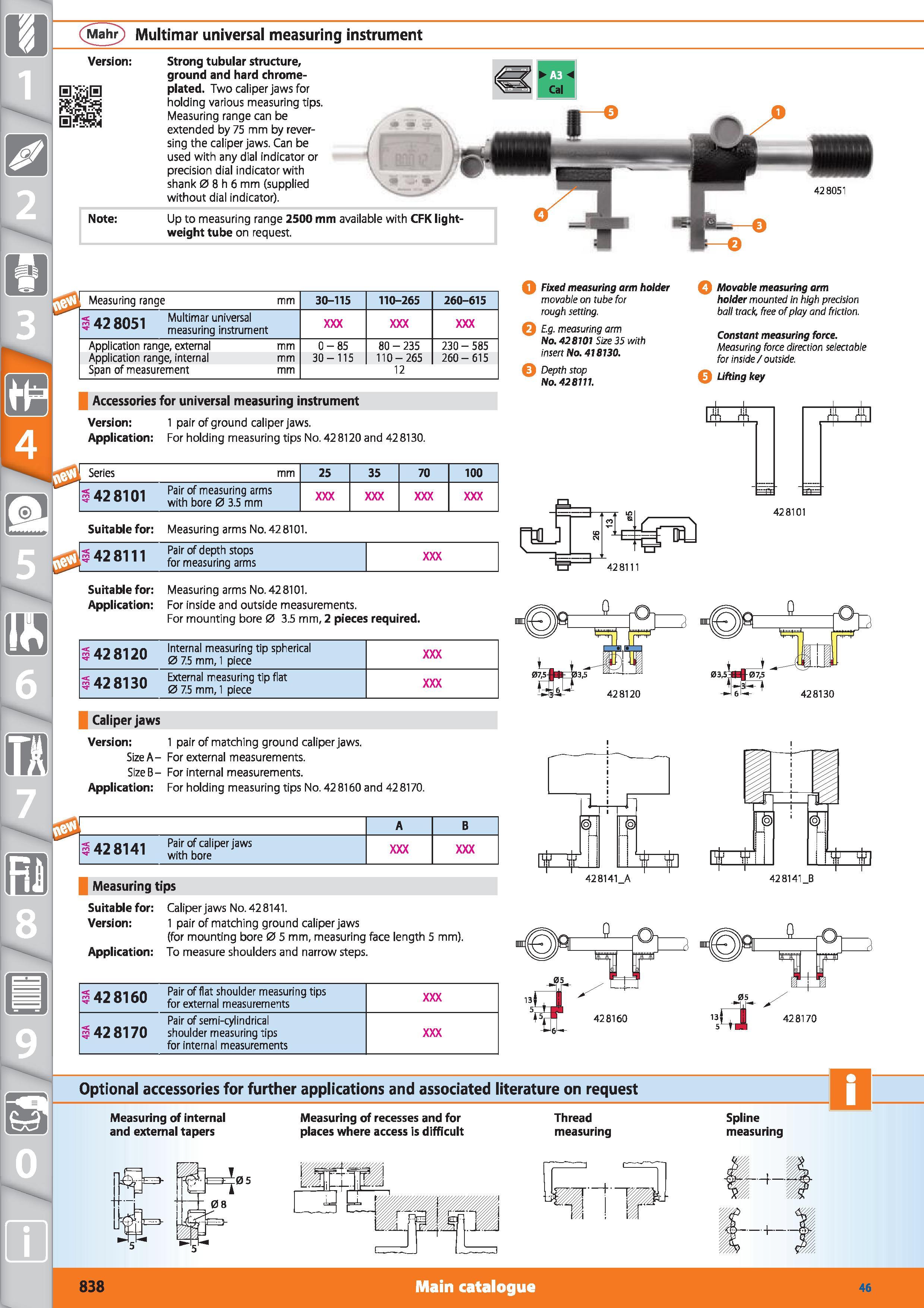 838 Mahr Multimar universal measuring instrument Note Up to measuring range 2500 mm available with CFK light- weight tube on request Strong tubular s Каталог HOFFMANN GROUP 2015 Инструмент режущий слесарный измерительный абразивный Оборудование Комплексные поставки для промышленных предприятий Стр. 838 ENG