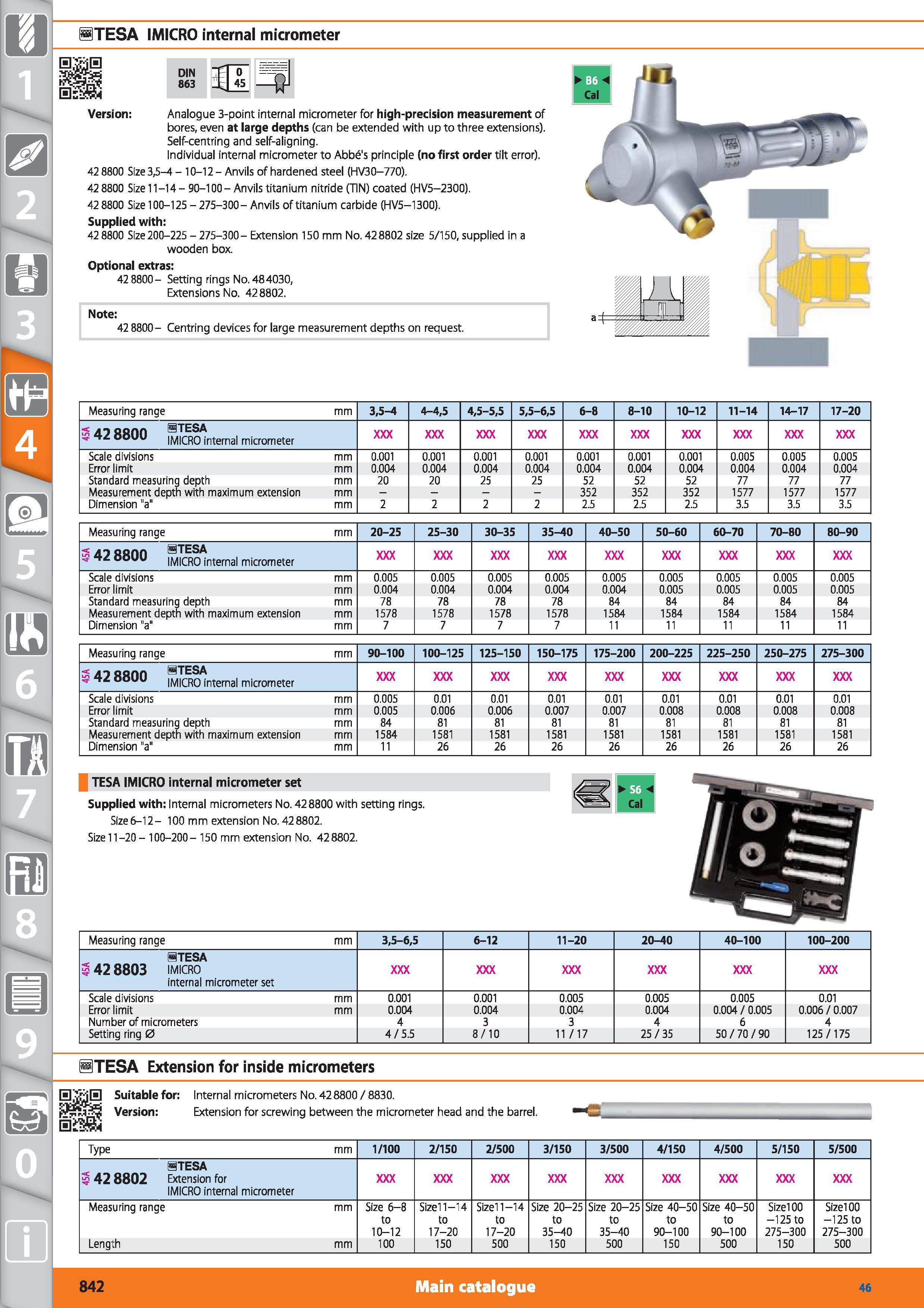 842 STESA IMICRO internal micrometer DIN 863 0 45 Version Analogue 3-point internal micrometer for high-precision measurement of bores, even at large Каталог HOFFMANN GROUP 2015 Инструмент режущий слесарный измерительный абразивный Оборудование Комплексные поставки для промышленных предприятий Стр. 842 ENG