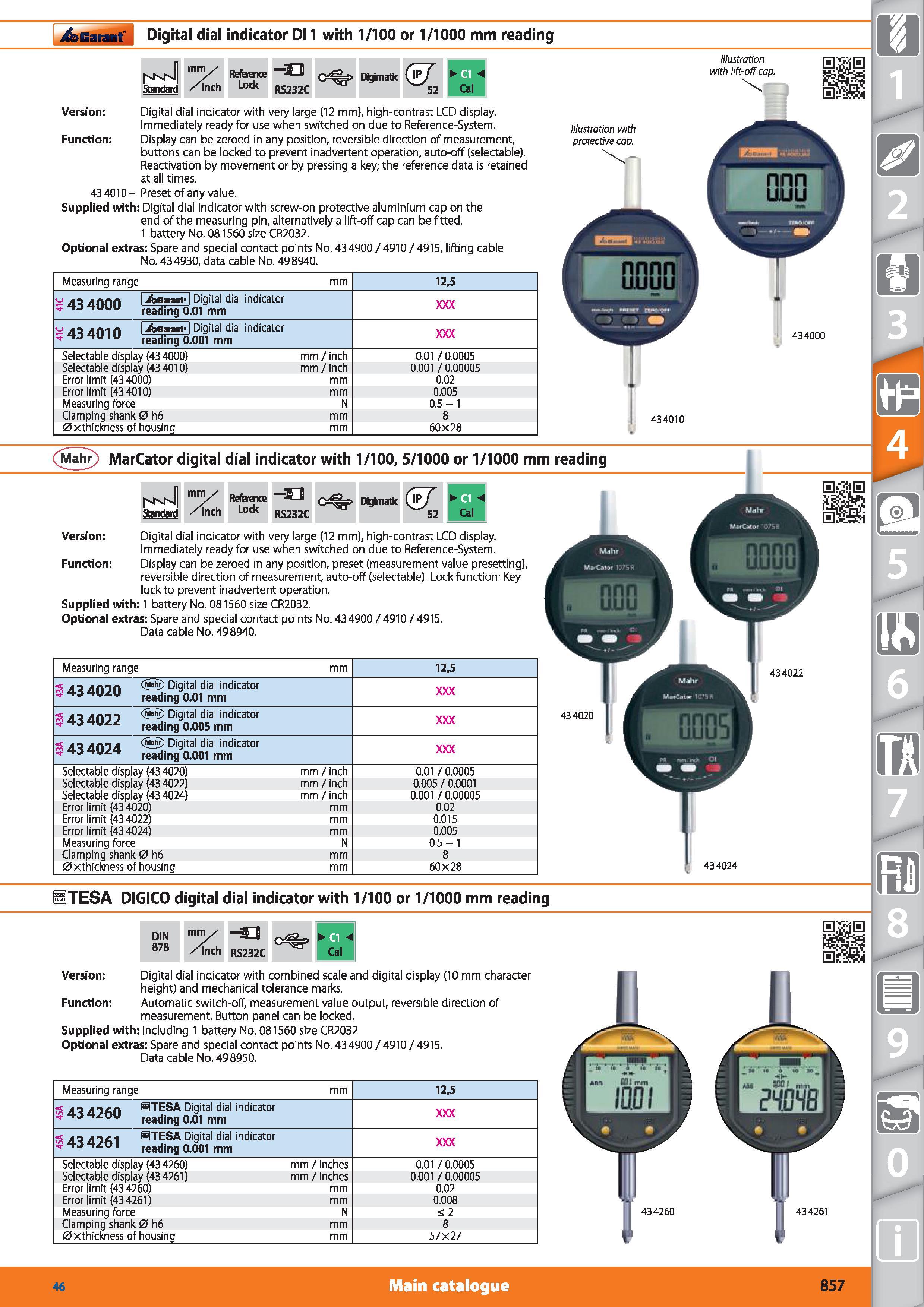 857 Garant Digital dial indicator D11 with 1/100 or 1/1000 mm reading Standard mm /inch Reference Lock -a RS232C Digknatic (Vf 52 Cal Version Digital Каталог HOFFMANN GROUP 2015 Инструмент режущий слесарный измерительный абразивный Оборудование Комплексные поставки для промышленных предприятий Стр. 857 ENG