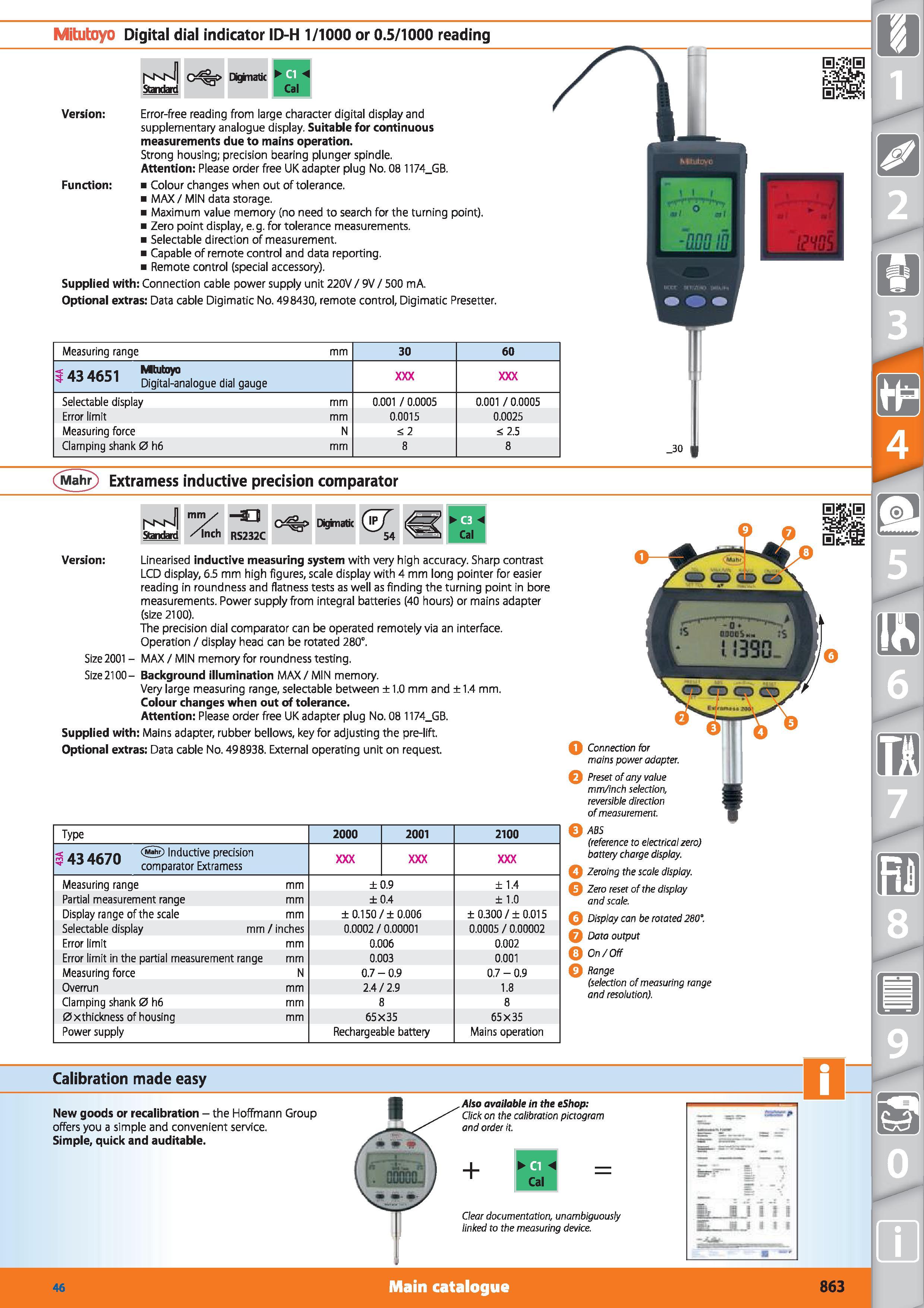 863 Mitutoyo Digital dial indicator ID-H 1/1000 or 0 5/1000 reading Standard Dkjnatic Version Error-free reading from large character digital display Каталог HOFFMANN GROUP 2015 Инструмент режущий слесарный измерительный абразивный Оборудование Комплексные поставки для промышленных предприятий Стр. 863 ENG