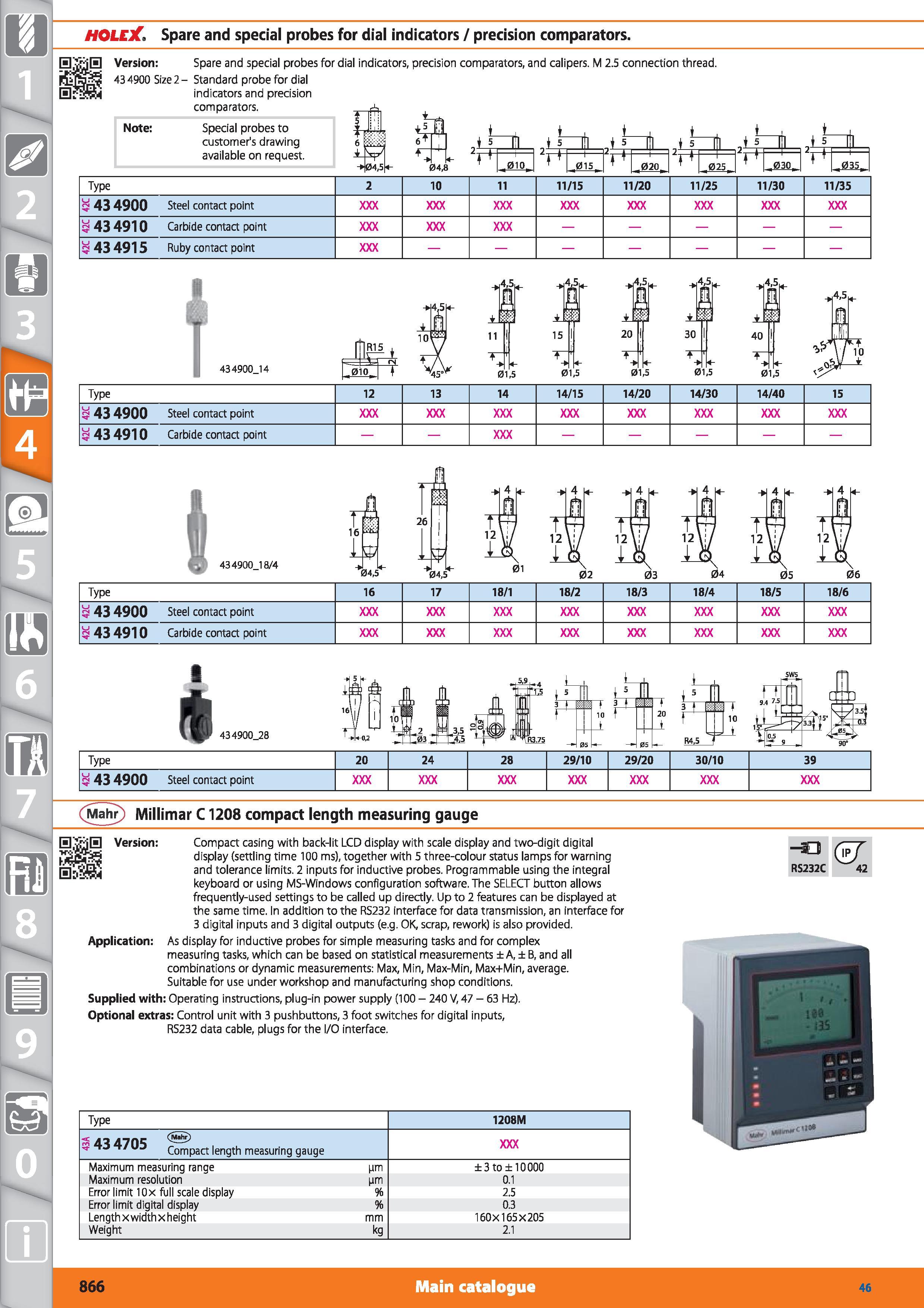 866 HOLEX Spare and special probes for dial indicators / precision comparators Version Spare and special probes for dial indicators, precision compar Каталог HOFFMANN GROUP 2015 Инструмент режущий слесарный измерительный абразивный Оборудование Комплексные поставки для промышленных предприятий Стр. 866 ENG
