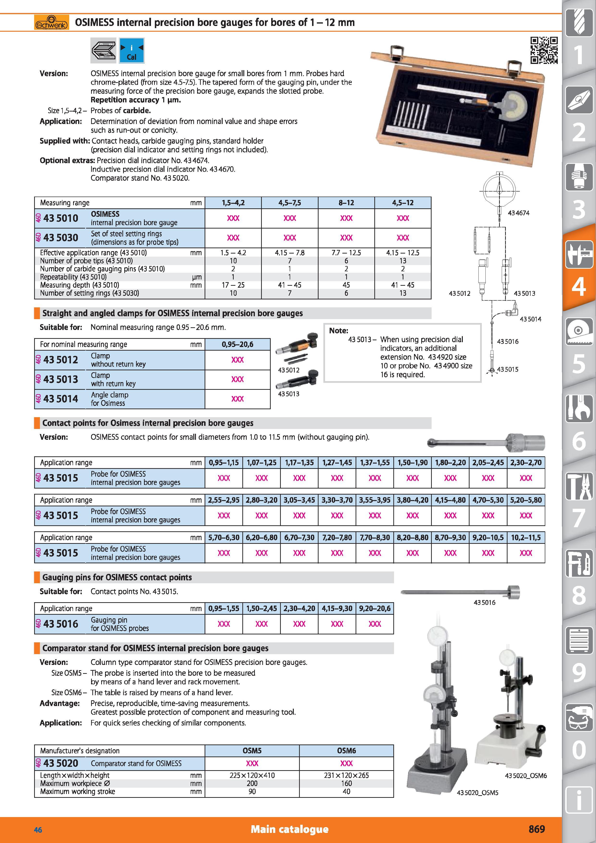 869 OSIMESS internal precision bore gauges for bores of 1 -12 mm Version OSIMESS internal precision bore gauge for small bores from 1 mm Probes hard Каталог HOFFMANN GROUP 2015 Инструмент режущий слесарный измерительный абразивный Оборудование Комплексные поставки для промышленных предприятий Стр. 869 ENG