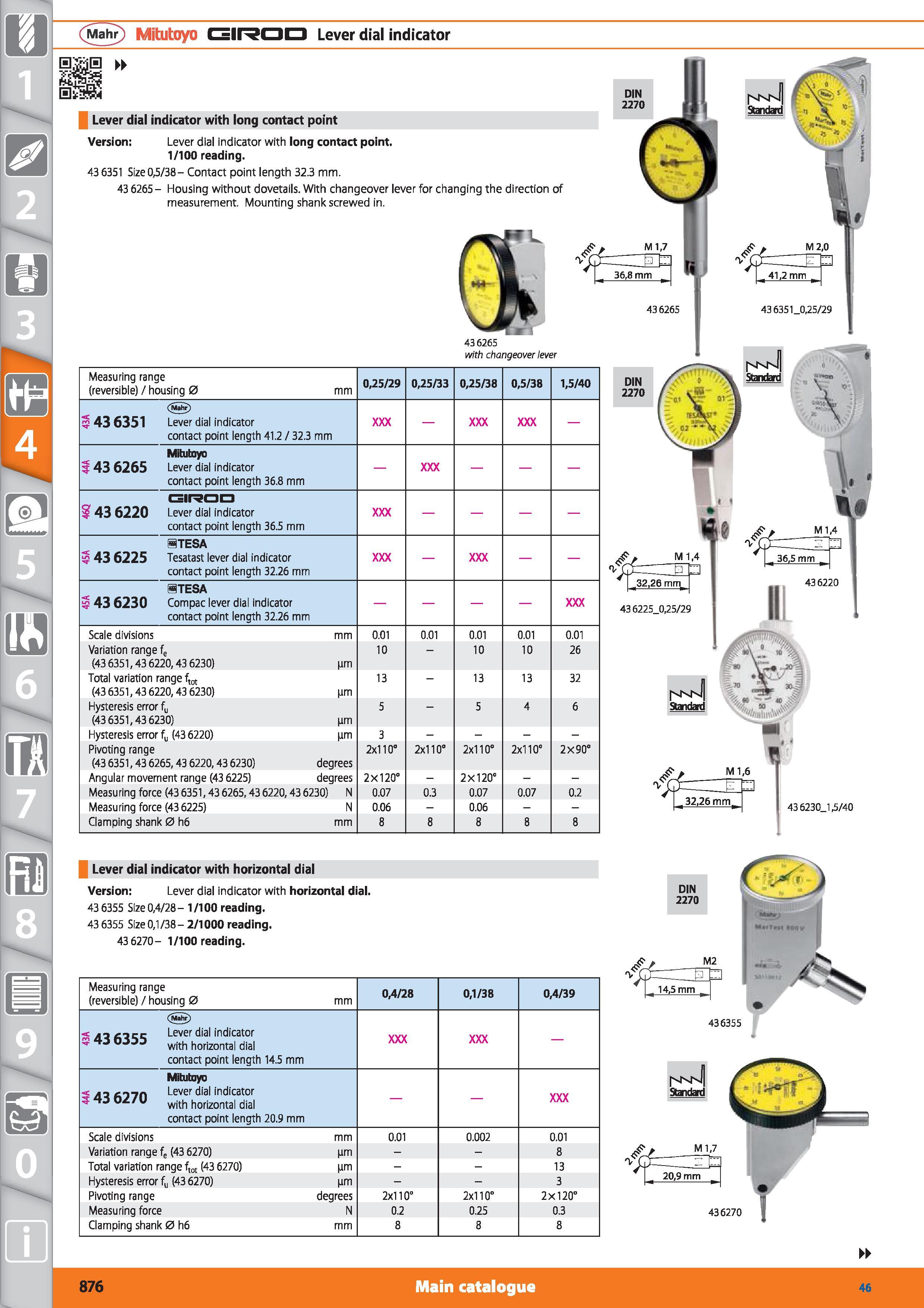 876 1 Mahr Mitutoyo EIRDD Lever dial indicator H M0 Lever dial indicator with long contact point Version Lever dial indicator with long contact point Каталог HOFFMANN GROUP 2015 Инструмент режущий слесарный измерительный абразивный Оборудование Комплексные поставки для промышленных предприятий Стр. 876 ENG