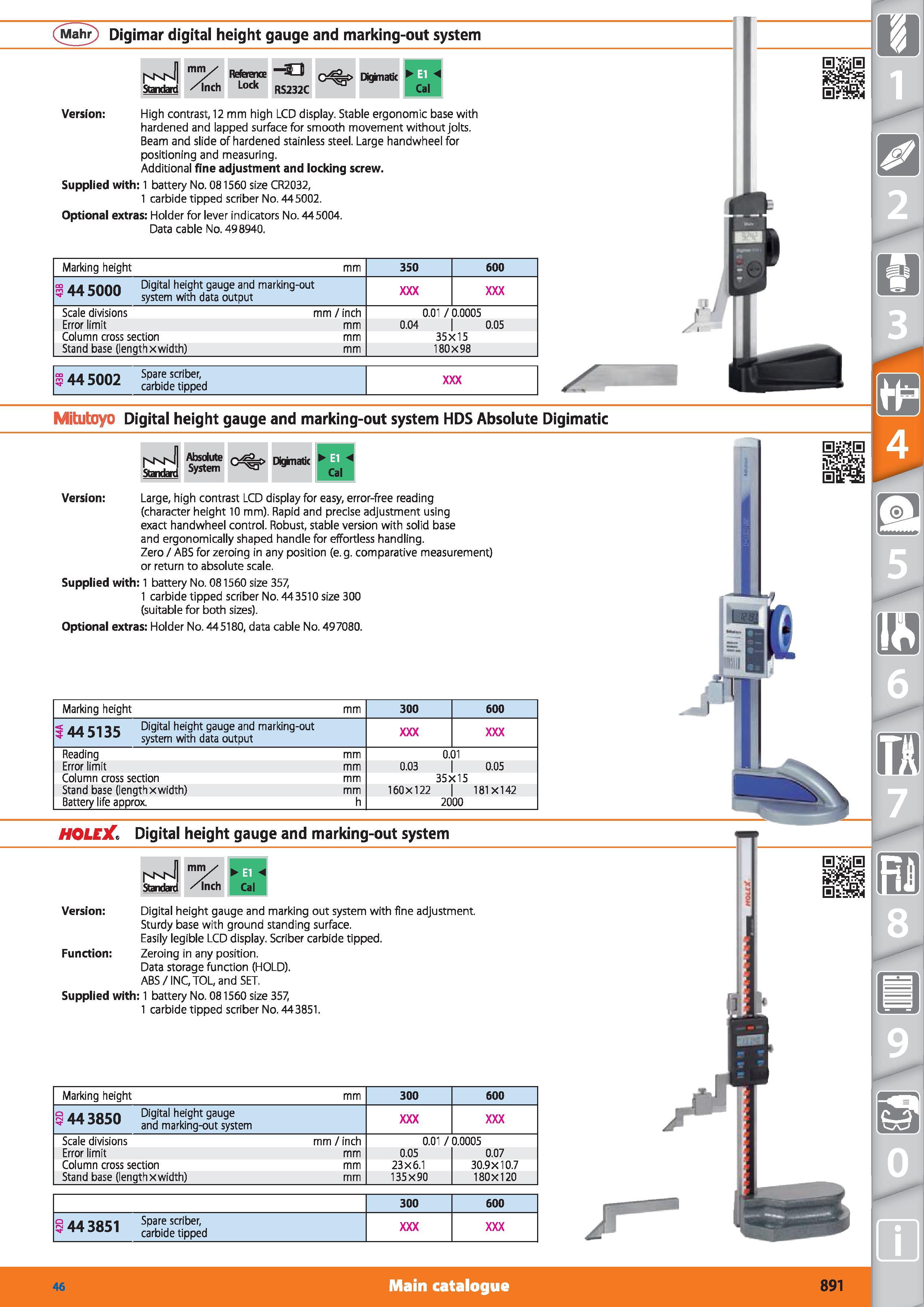 891 Mahr Digimar digital height gauge and marking-out system Standard mm /inch Reference Lock -a RS232C Digknatic Cal Version High contrast, 12 mm hi Каталог HOFFMANN GROUP 2015 Инструмент режущий слесарный измерительный абразивный Оборудование Комплексные поставки для промышленных предприятий Стр. 891 ENG