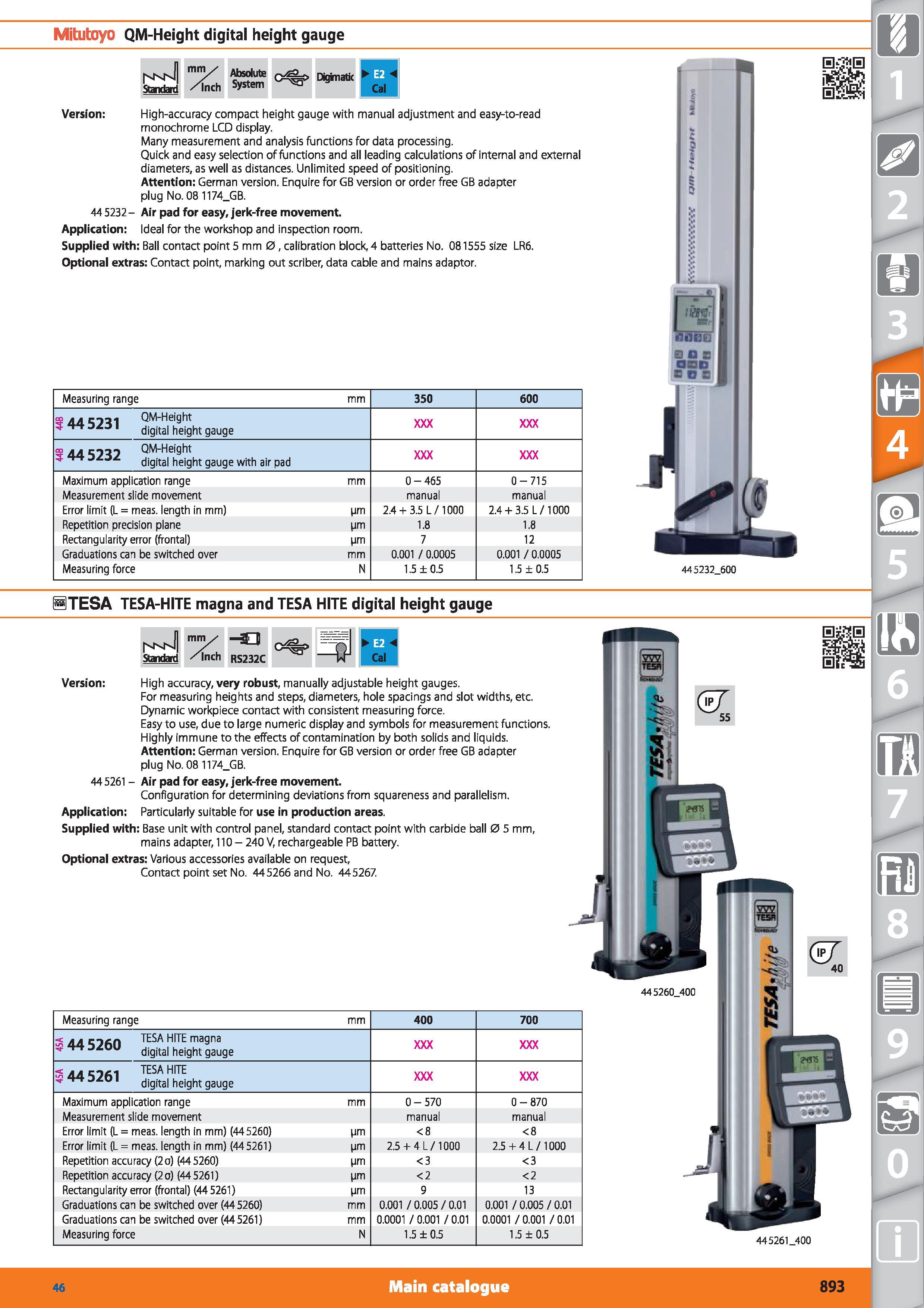 893 Mitutoyo QM-Height digital height gauge Standard mm /inch Absolute System C y> Digimatk Version High-accuracy compact height gauge with manual ad Каталог HOFFMANN GROUP 2015 Инструмент режущий слесарный измерительный абразивный Оборудование Комплексные поставки для промышленных предприятий Стр. 893 ENG
