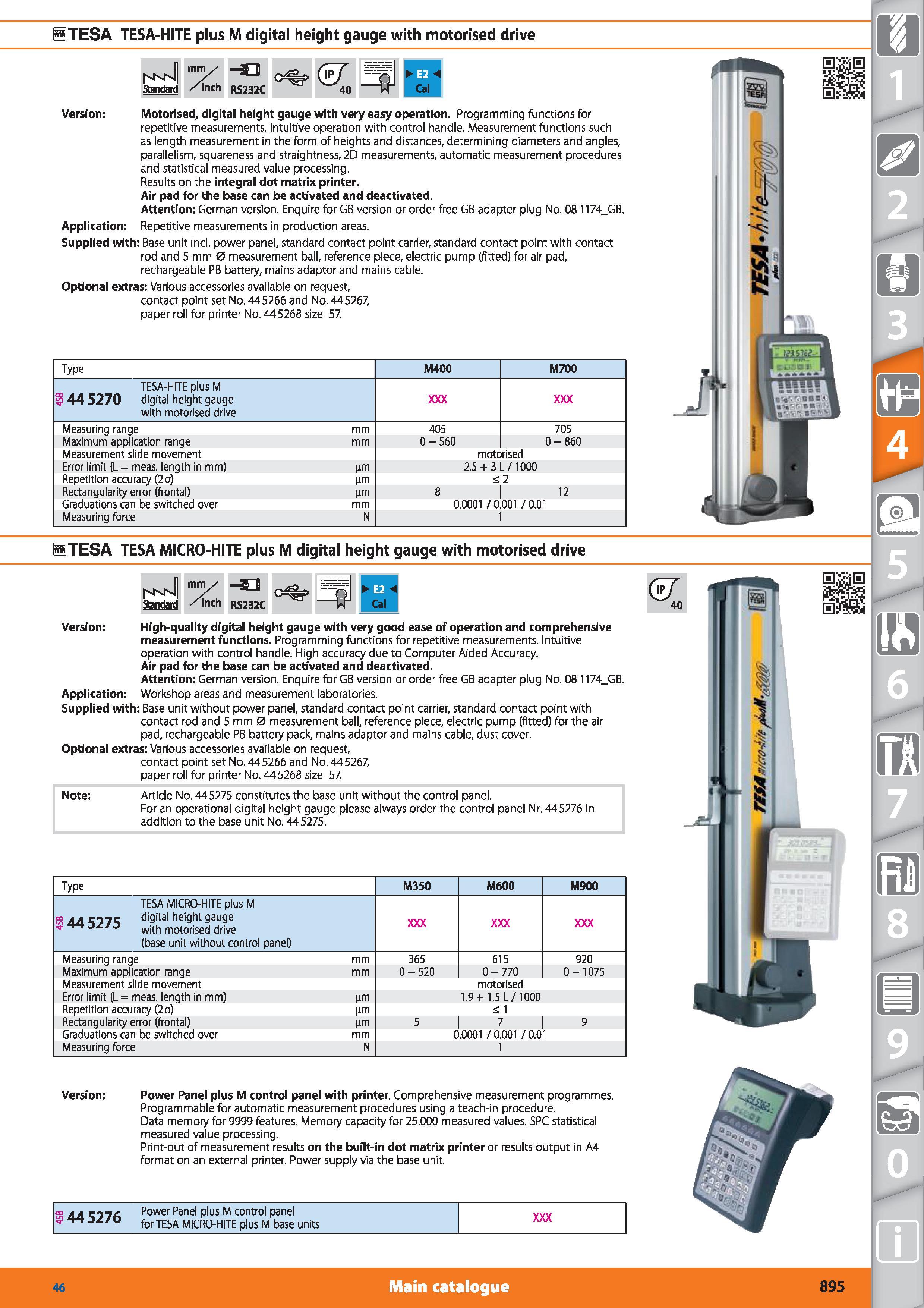 895 BTESA TESA-HITE plus M digital height gauge with motorised drive Standard mm /inch RS232C (zf 40 Version Motorised, digital height gauge with ver Каталог HOFFMANN GROUP 2015 Инструмент режущий слесарный измерительный абразивный Оборудование Комплексные поставки для промышленных предприятий Стр. 895 ENG