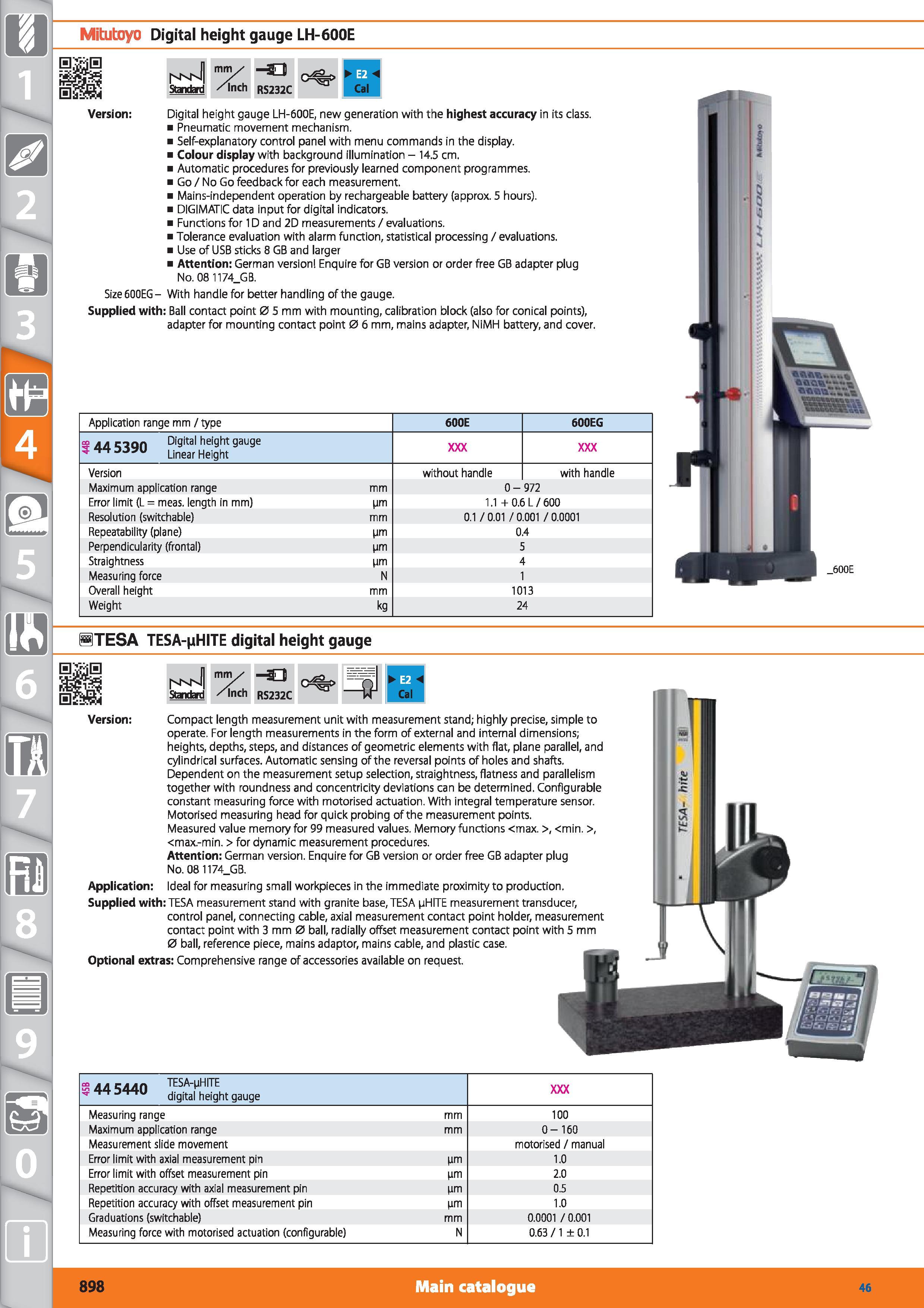 898 Mitutoyo Digital height gauge LH-600E Standard mm/ /Inch RS232C Version Digital height gauge LH-600E, new generation with the highest accuracy in Каталог HOFFMANN GROUP 2015 Инструмент режущий слесарный измерительный абразивный Оборудование Комплексные поставки для промышленных предприятий Стр. 898 ENG