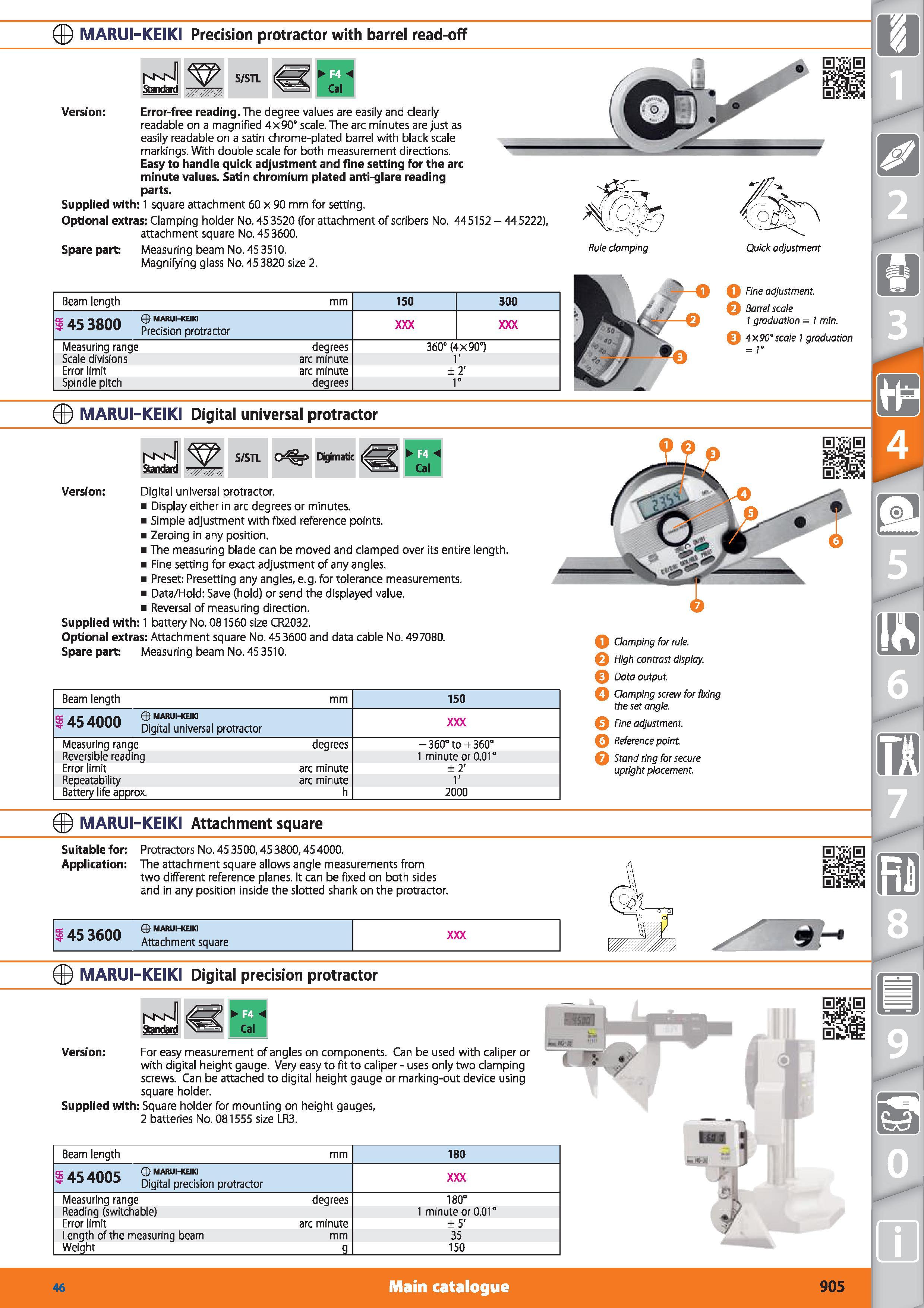 905 MARUI-KEIKI Precision protractor with barrel read-off Standard S/STL Version Error-free reading The degree values are easily and clearly readable Каталог HOFFMANN GROUP 2015 Инструмент режущий слесарный измерительный абразивный Оборудование Комплексные поставки для промышленных предприятий Стр. 905 ENG