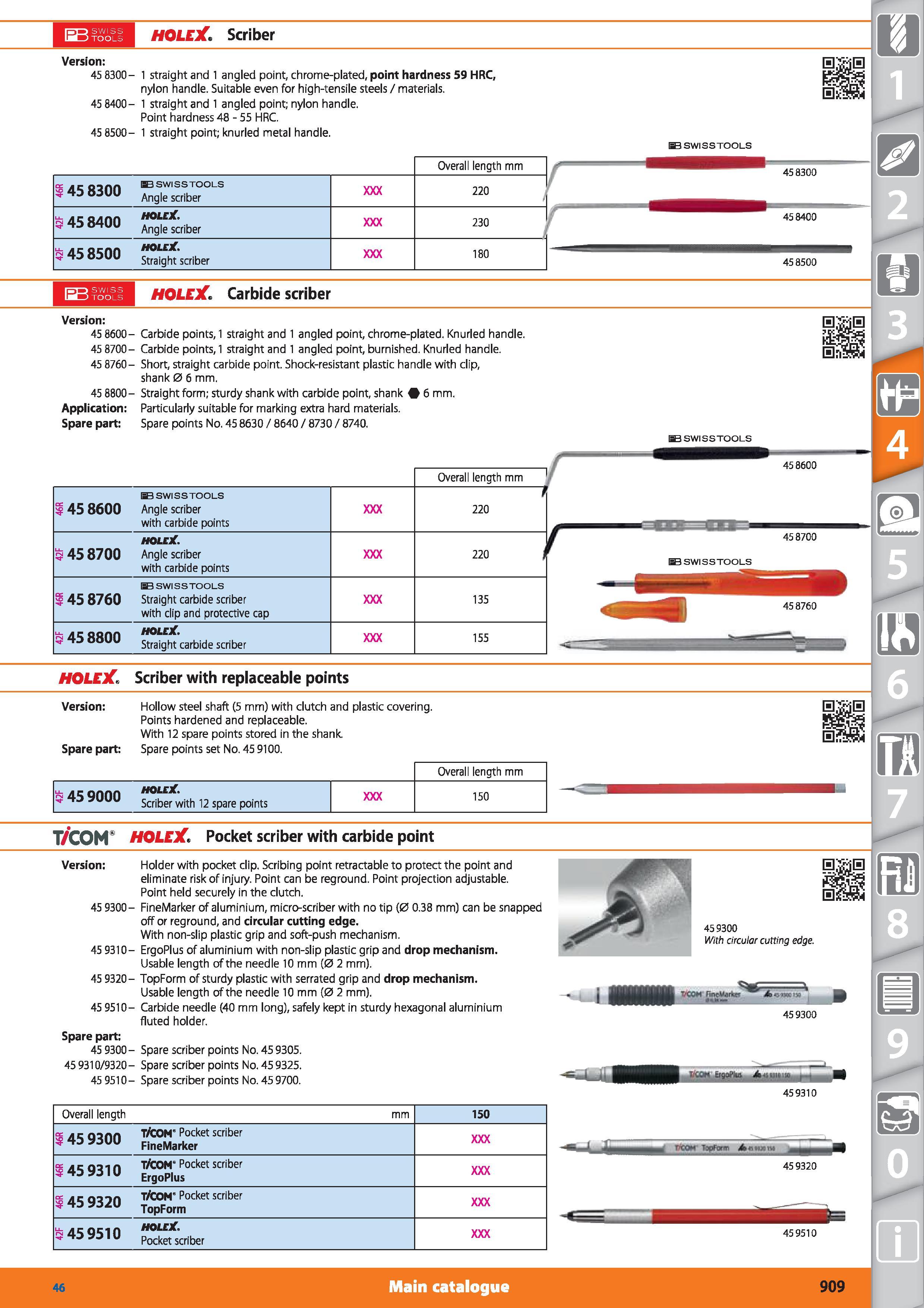 909 HOLEX Scriber Version 45 8300- 1 straight and 1 angled point, chrome-plated, point hardness 59 HRC, nylon handle Suitable even for high-tensile s Каталог HOFFMANN GROUP 2015 Инструмент режущий слесарный измерительный абразивный Оборудование Комплексные поставки для промышленных предприятий Стр. 909 ENG