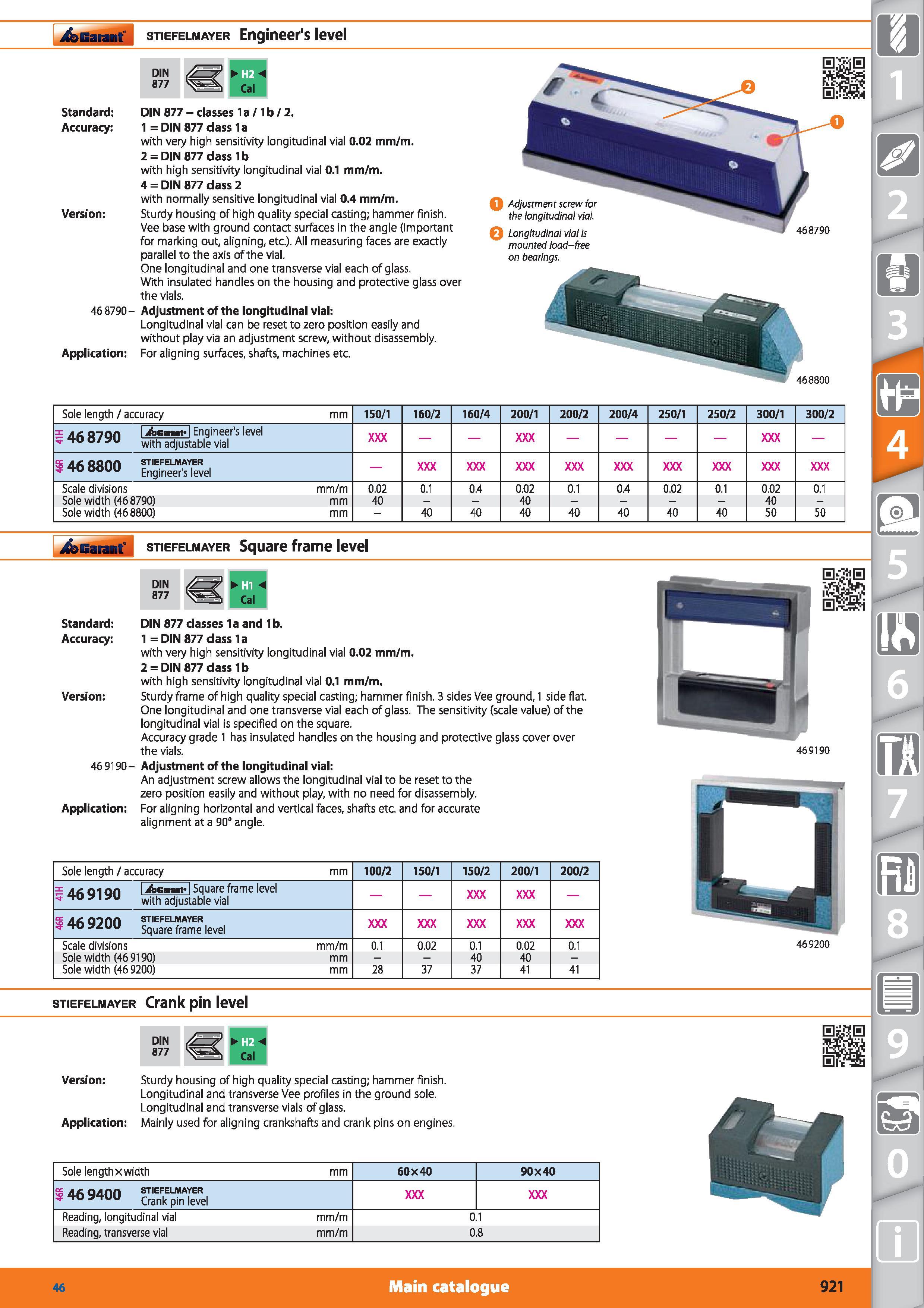 921 Garant stiefelmayer Engineer's level Standard Accuracy Version DIN 877 DIN 877 - classes 1 a / 1 b / 2 1 DIN 877 class la with very high sensitiv Каталог HOFFMANN GROUP 2015 Инструмент режущий слесарный измерительный абразивный Оборудование Комплексные поставки для промышленных предприятий Стр. 921 ENG