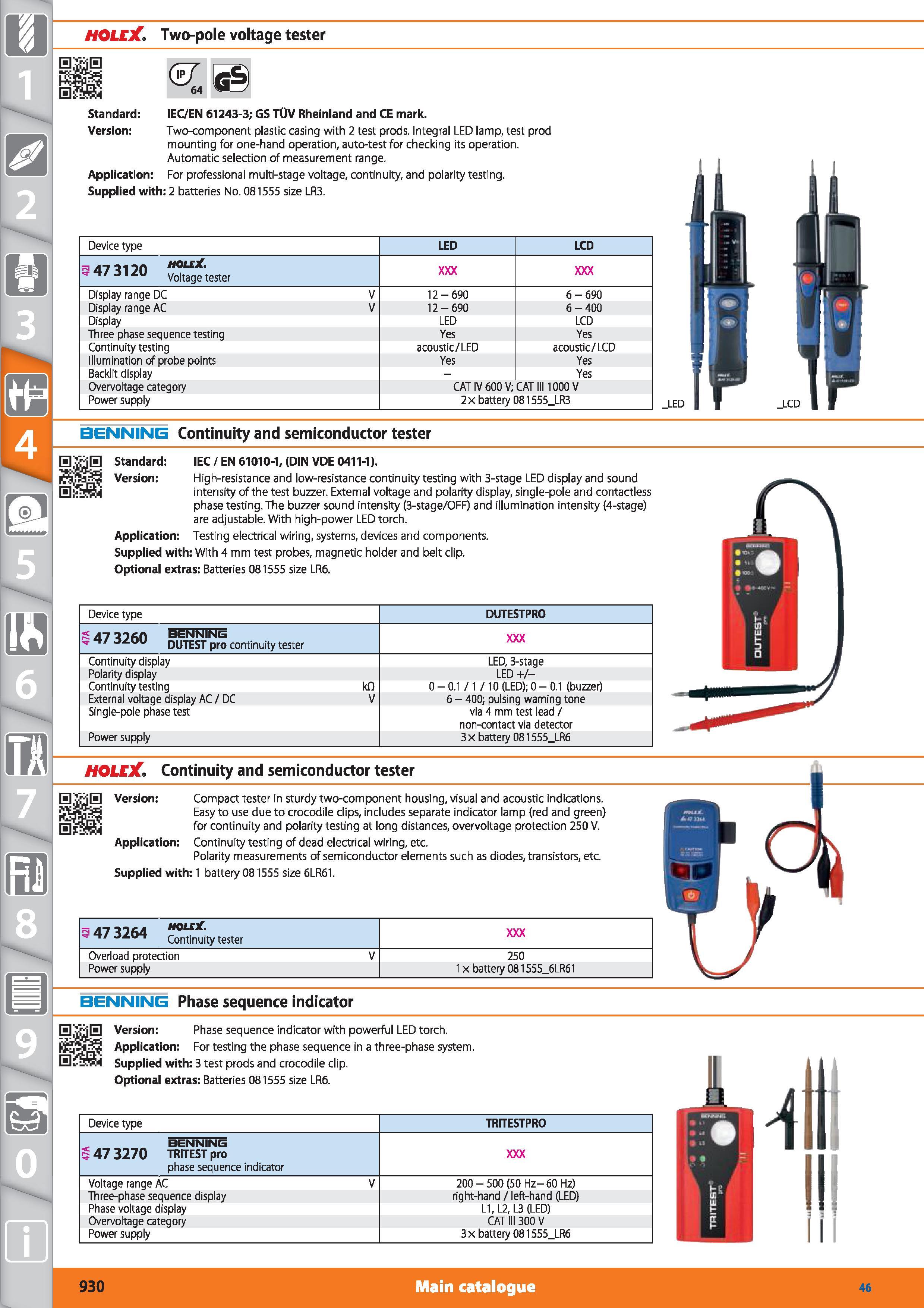 930 HOLEX Two-pole voltage tester Standard Version Application IEC/EN 61243-3; GS TUV Rheinland and CE mark Two-component plastic casing with 2 test Каталог HOFFMANN GROUP 2015 Инструмент режущий слесарный измерительный абразивный Оборудование Комплексные поставки для промышленных предприятий Стр. 930 ENG
