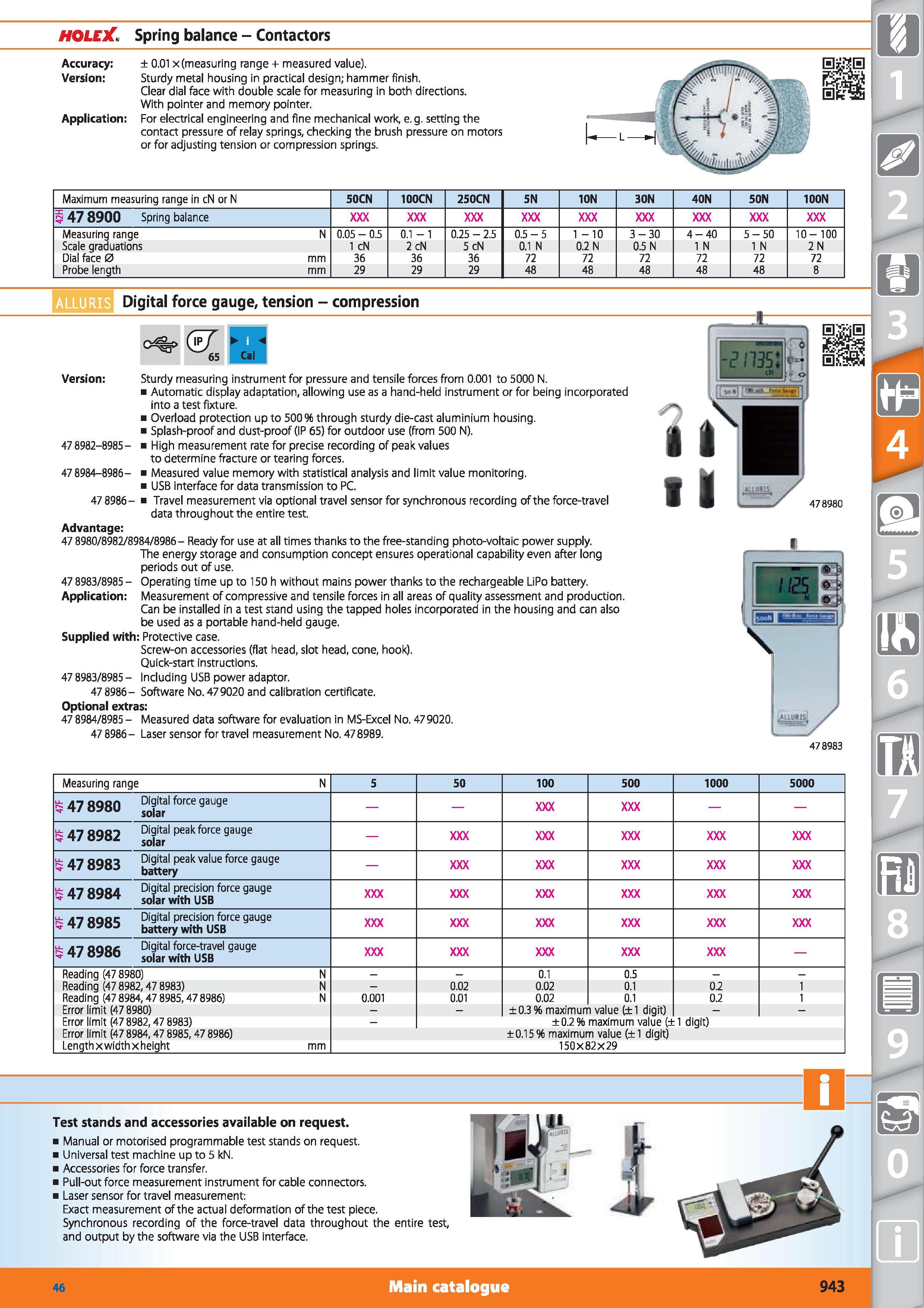 943 HOLEX Spring balance - Contactors Accuracy Version Application ± 0 01 x (measuring range + measured value) Sturdy metal housing in practical desi Каталог HOFFMANN GROUP 2015 Инструмент режущий слесарный измерительный абразивный Оборудование Комплексные поставки для промышленных предприятий Стр. 943 ENG