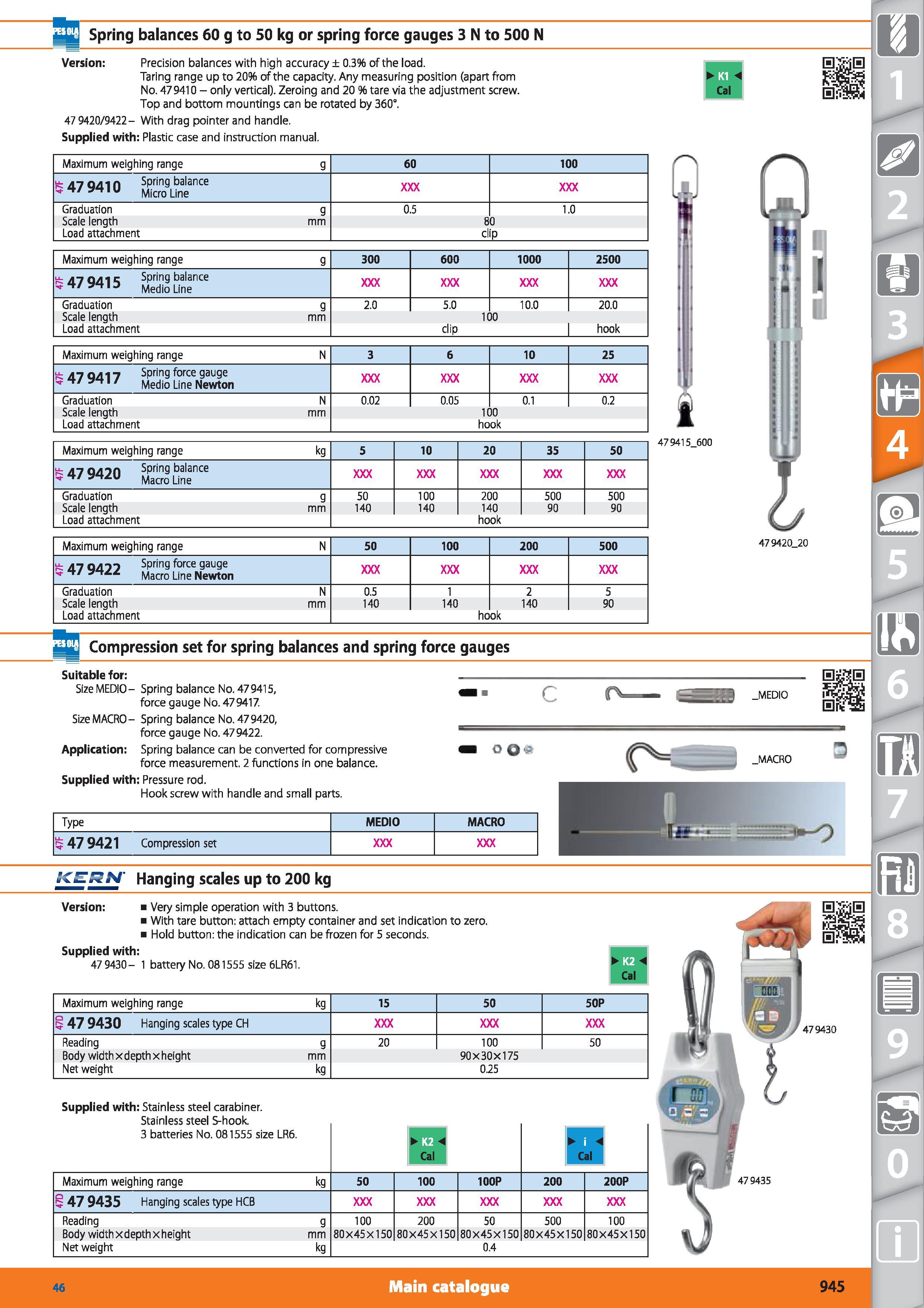 945 Spring balances 60 g to 50 kg or spring force gauges 3 N to 500 N Version Precision balances with high accuracy ± 0 3% of the load Taring range u Каталог HOFFMANN GROUP 2015 Инструмент режущий слесарный измерительный абразивный Оборудование Комплексные поставки для промышленных предприятий Стр. 945 ENG