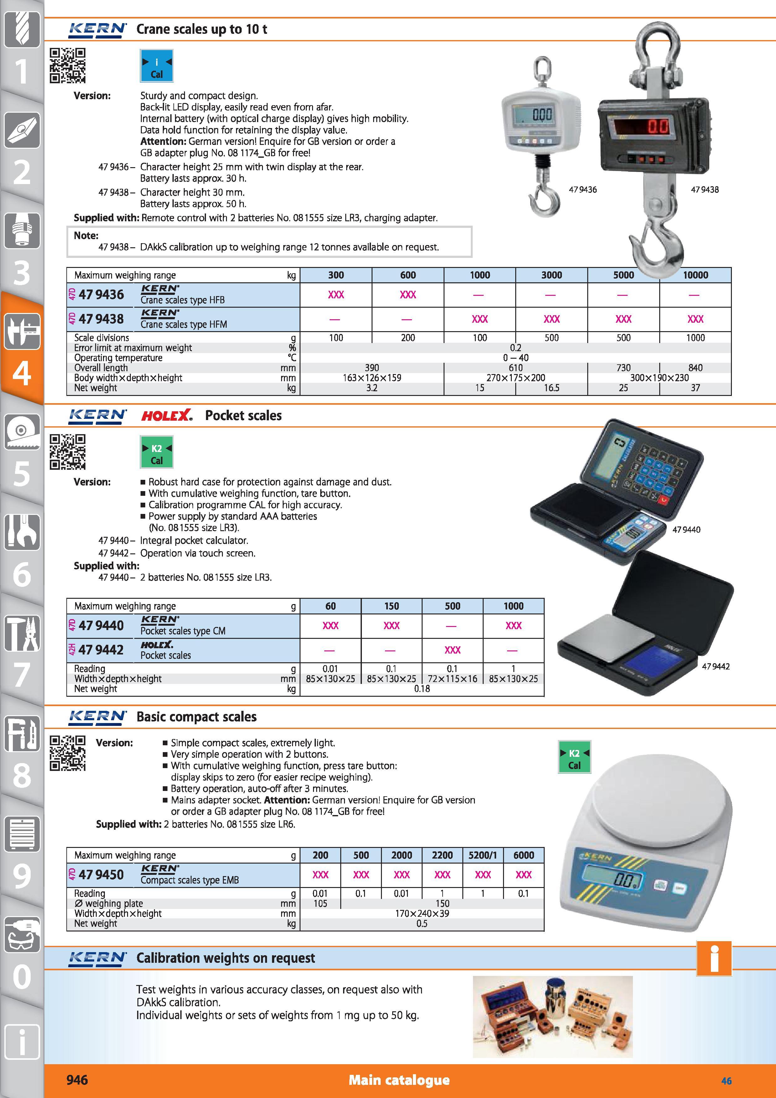 946 Crane scales up to 101 Cal Version Sturdy and compact design Back-lit LED display, easily read even from afar Internal battery (with optical char Каталог HOFFMANN GROUP 2015 Инструмент режущий слесарный измерительный абразивный Оборудование Комплексные поставки для промышленных предприятий Стр. 946 ENG