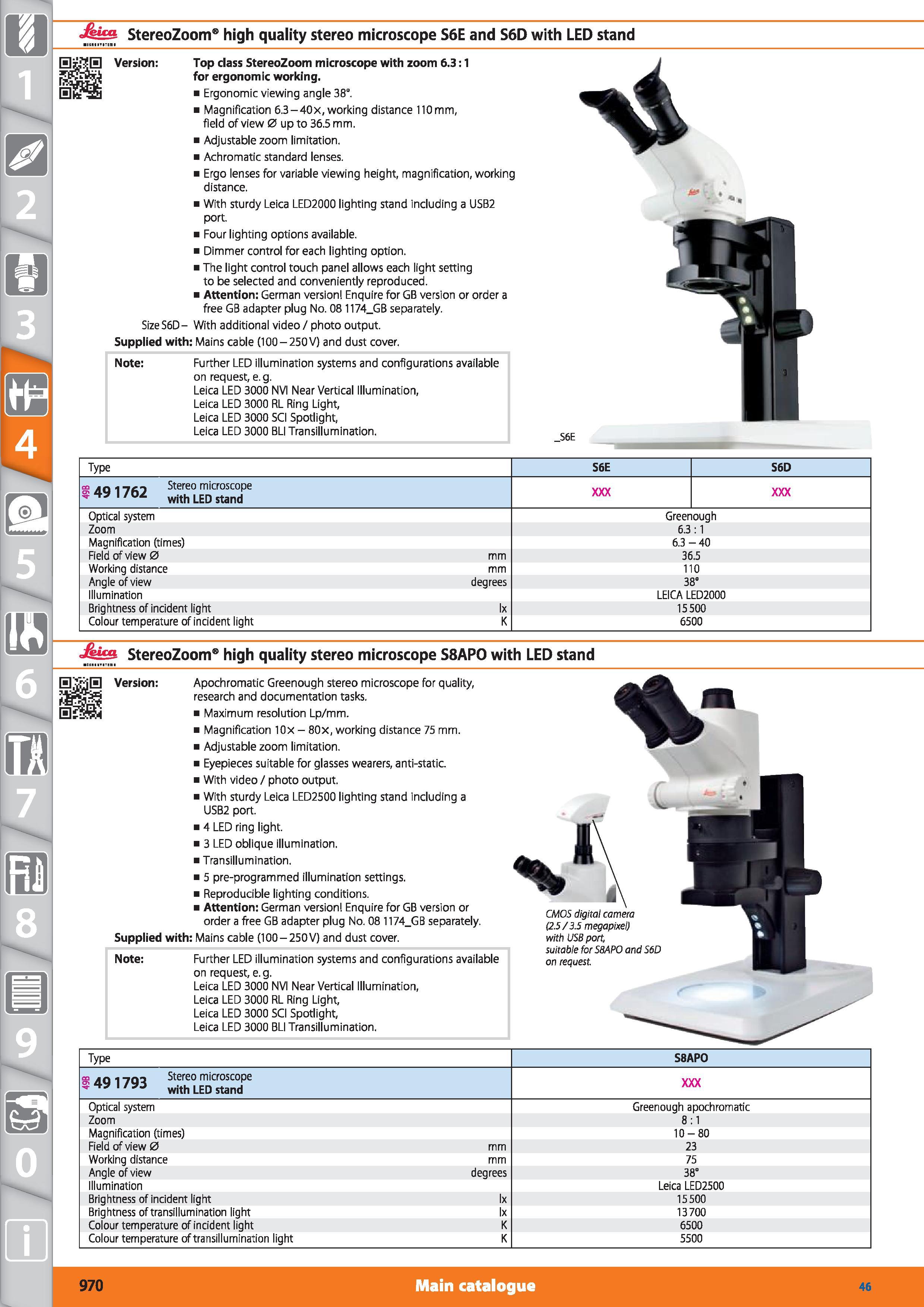 970 StereoZoom high quality stereo microscope S6E and S6D with LED stand Version Top class StereoZoom microscope with zoom 6 3:1 for ergonomic workin Каталог HOFFMANN GROUP 2015 Инструмент режущий слесарный измерительный абразивный Оборудование Комплексные поставки для промышленных предприятий Стр. 970 ENG