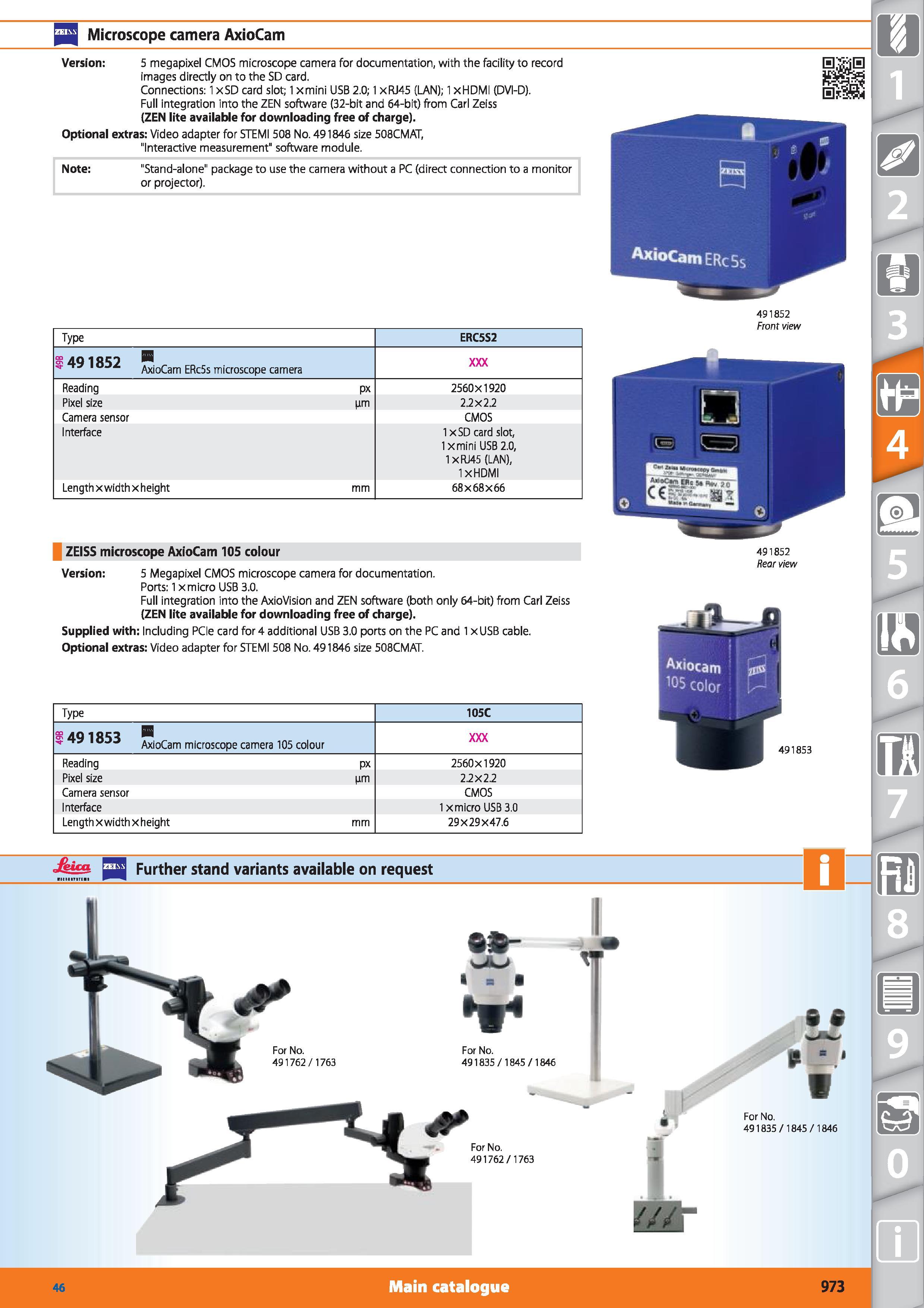 973 Microscope camera AxioCam Version 5 megapixel CMOS microscope camera for documentation, with the facility to record images directly on to the SD Каталог HOFFMANN GROUP 2015 Инструмент режущий слесарный измерительный абразивный Оборудование Комплексные поставки для промышленных предприятий Стр. 973 ENG