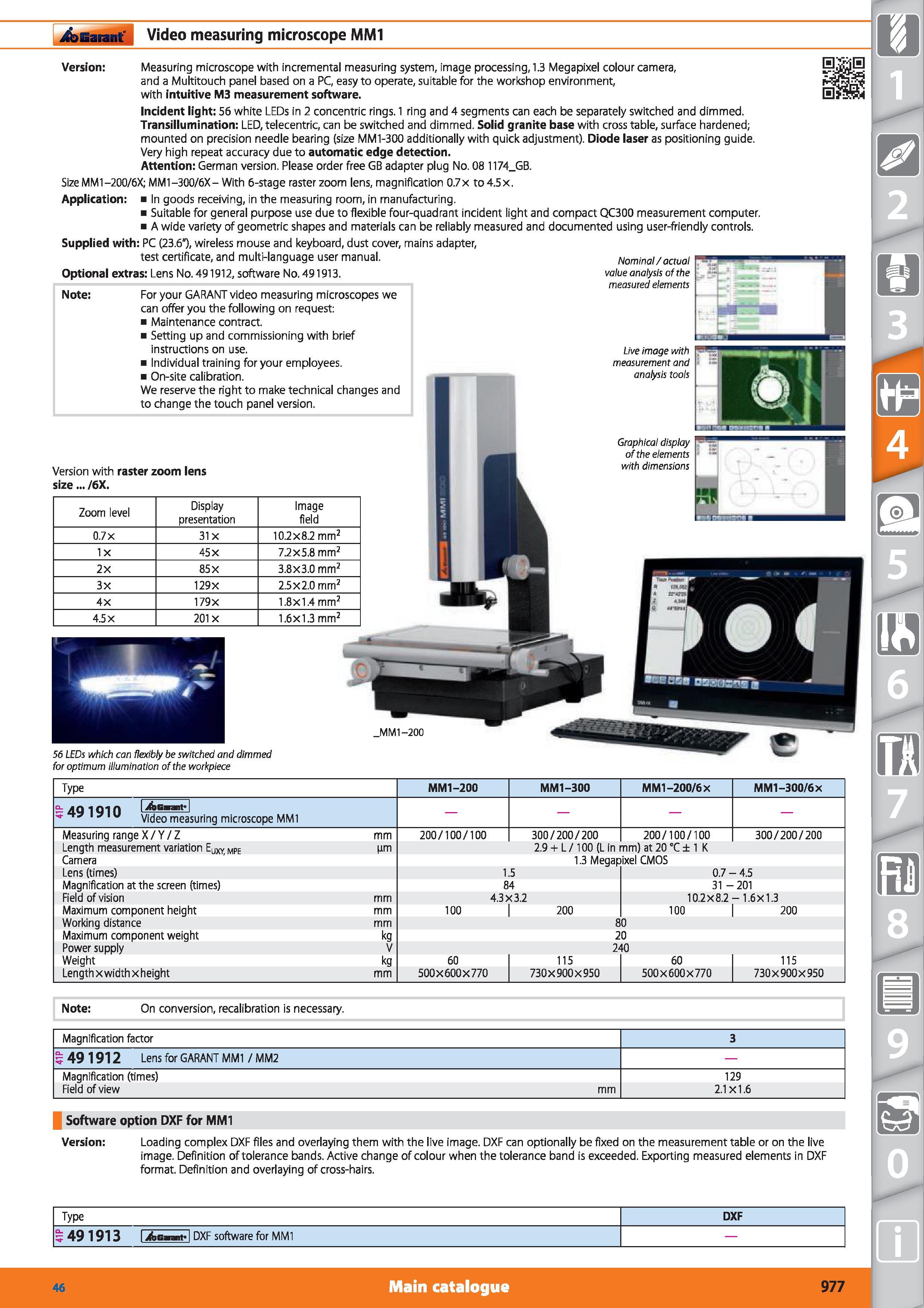 977 Garant Video measuring microscope MM1 Version Measuring microscope with incremental measuring system, image processing, 1 3 Megapixel colour came Каталог HOFFMANN GROUP 2015 Инструмент режущий слесарный измерительный абразивный Оборудование Комплексные поставки для промышленных предприятий Стр. 977 ENG