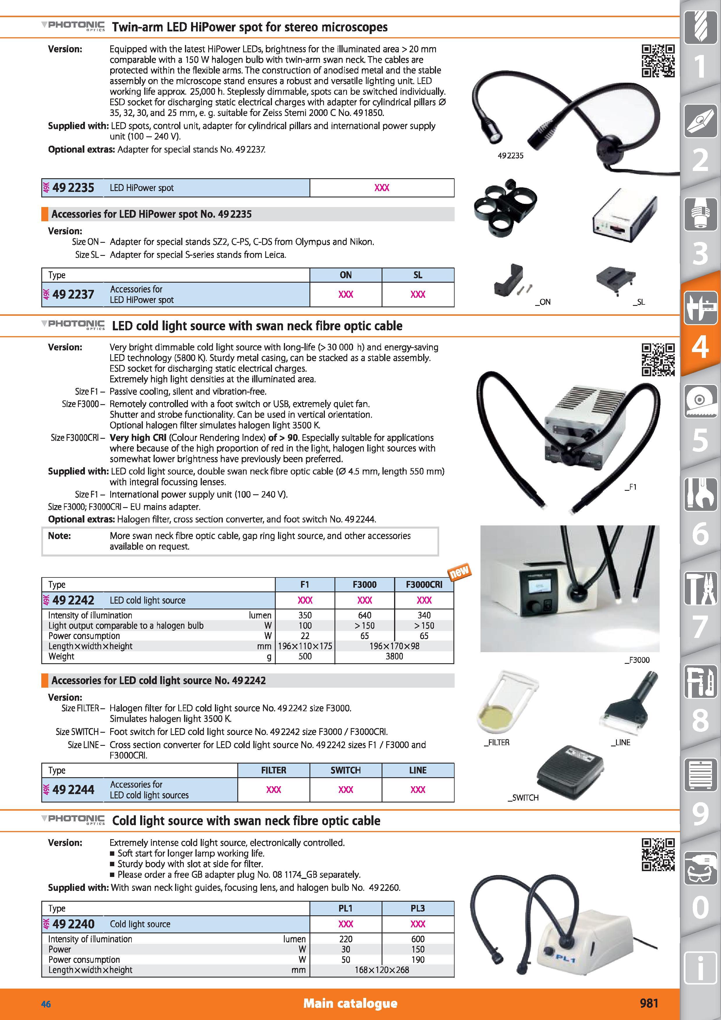 981 photonic Twin-arm LED HiPower spot for stereo microscopes Version Equipped with the latest HiPower LEDs, brightness for the illuminated area > 20 Каталог HOFFMANN GROUP 2015 Инструмент режущий слесарный измерительный абразивный Оборудование Комплексные поставки для промышленных предприятий Стр. 981 ENG