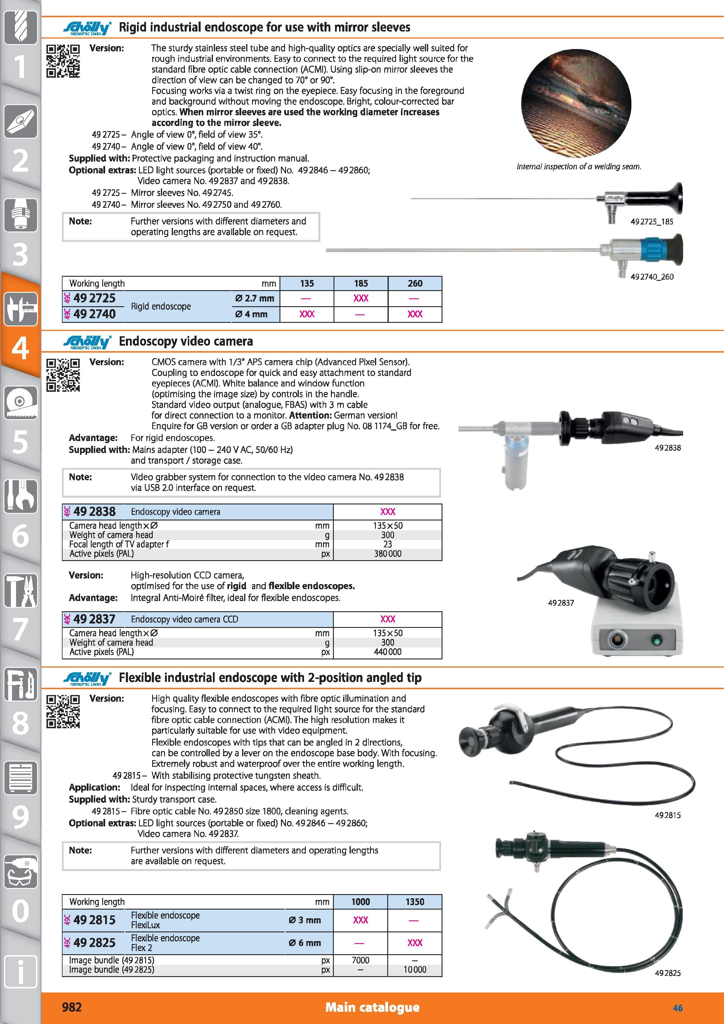 982 JEhfiUy’ Rigid industrial endoscope for use with mirror sleeves FIBEROPTIC CNBH 1 EjftjH Version The sturdy stainless steel tube and high-quality Каталог HOFFMANN GROUP 2015 Инструмент режущий слесарный измерительный абразивный Оборудование Комплексные поставки для промышленных предприятий Стр. 982 ENG
