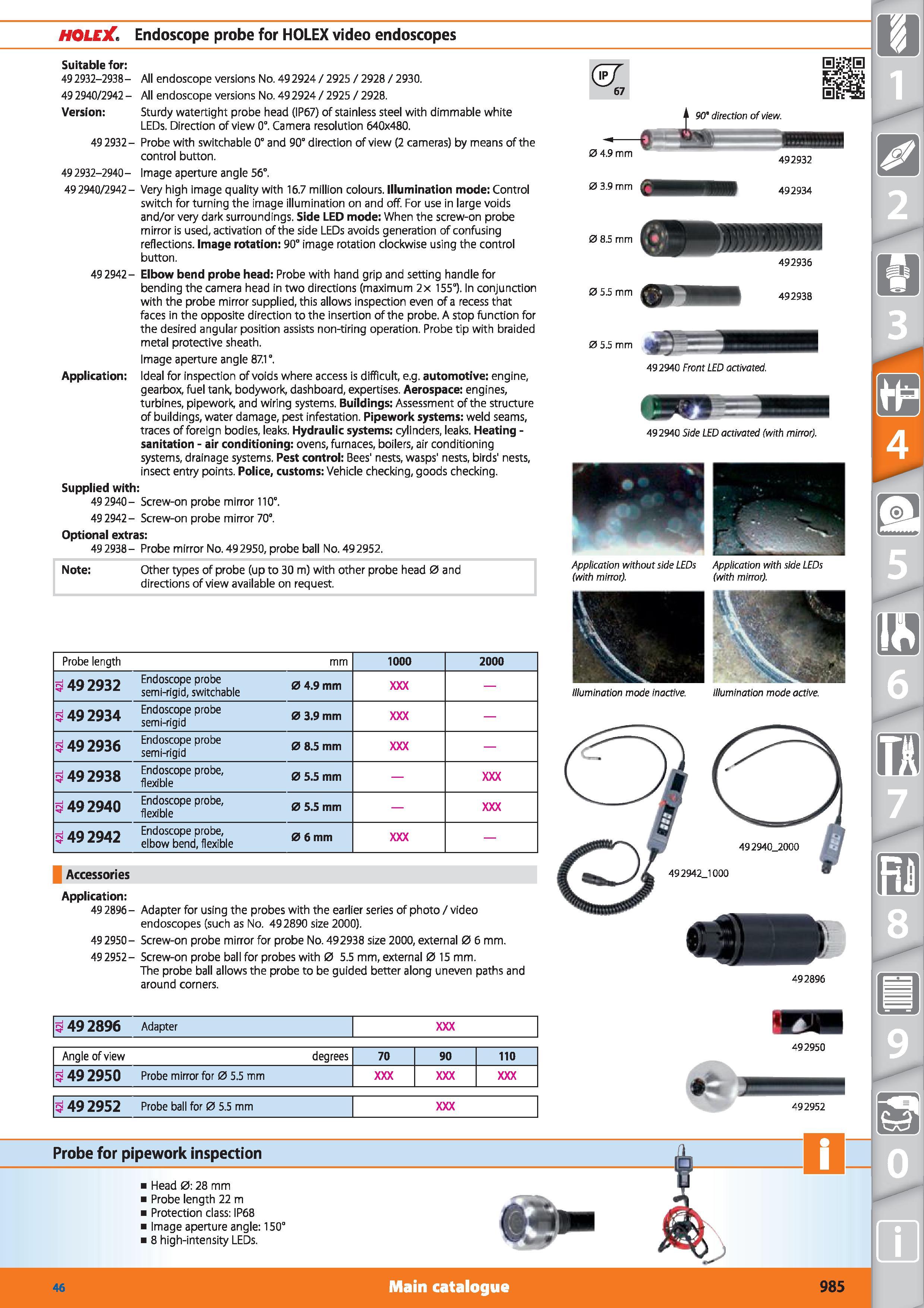 985 HOLEX Endoscope probe for HOLEX video endoscopes Suitable for 492932-2938- All endoscope versions No 492924 / 2925 / 2928 / 2930 49 2940/2942 - A Каталог HOFFMANN GROUP 2015 Инструмент режущий слесарный измерительный абразивный Оборудование Комплексные поставки для промышленных предприятий Стр. 985 ENG