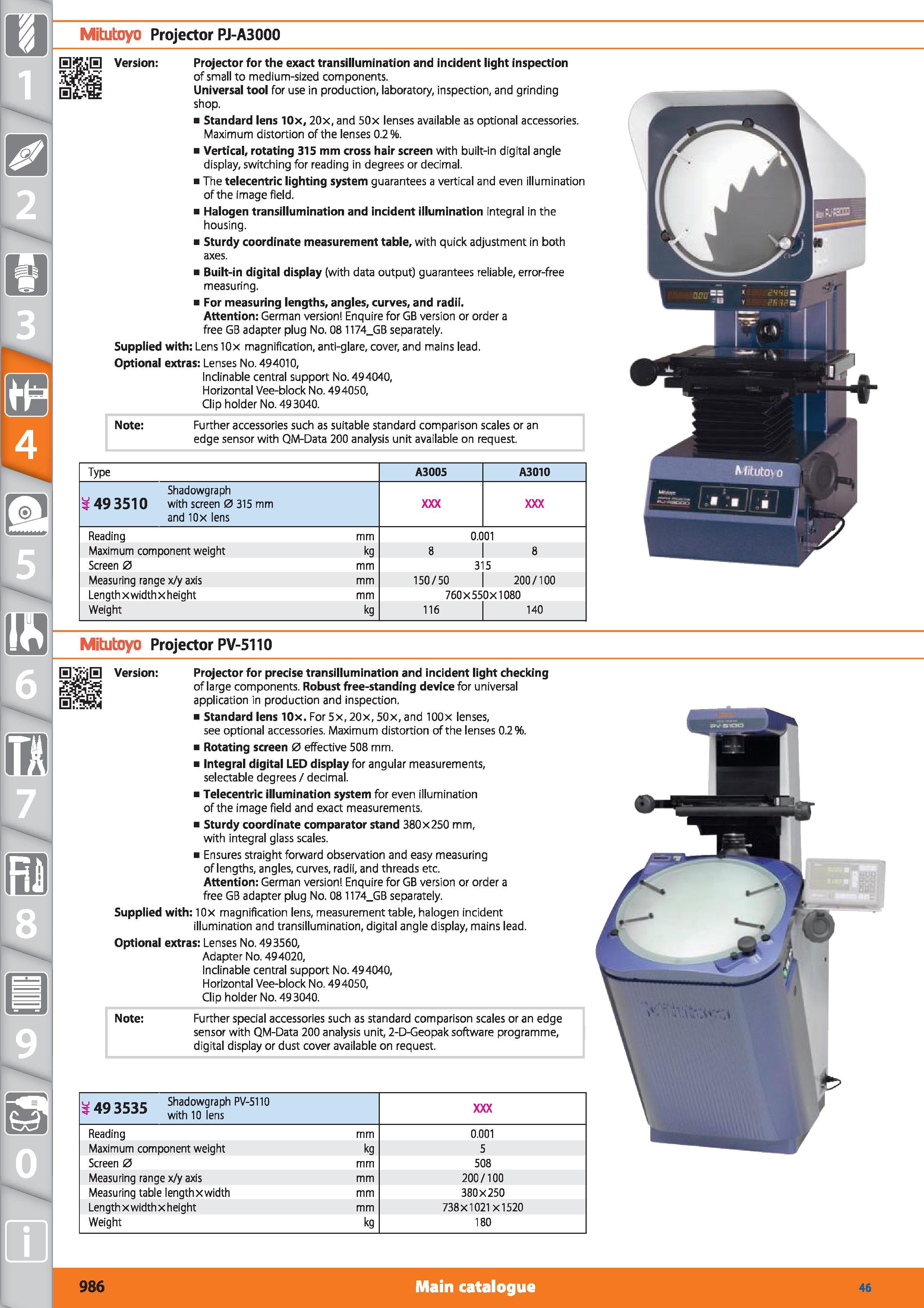 986 Mitutoyo Projector PJ-A3000 Version Projector for the exact transillumination and incident light inspection of small to medium-sized components U Каталог HOFFMANN GROUP 2015 Инструмент режущий слесарный измерительный абразивный Оборудование Комплексные поставки для промышленных предприятий Стр. 986 ENG